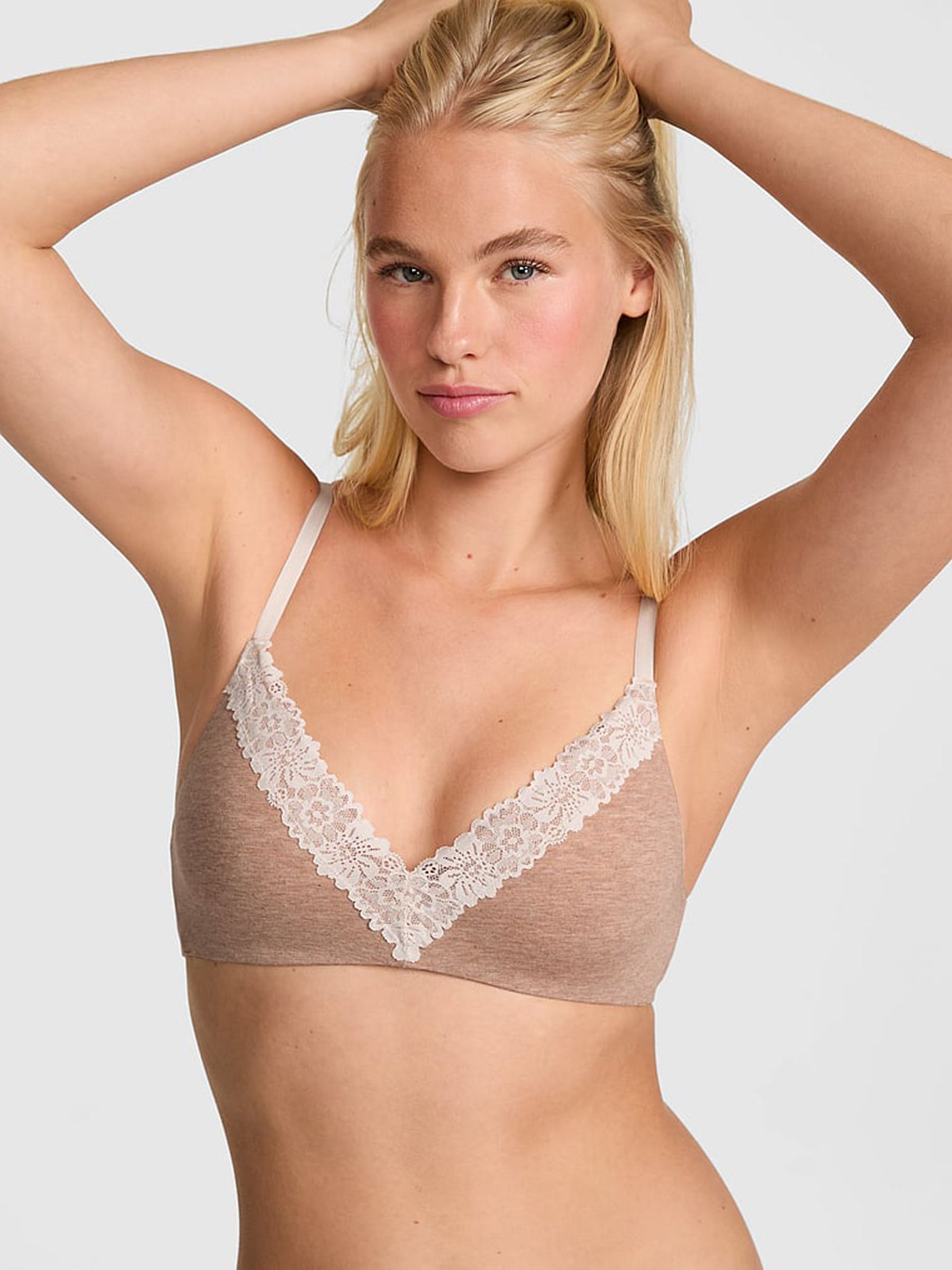 Praline Nude Cotton Heather Lace Trim Bra - Image 1 of 2 Praline Nude Cotton Heather Lace Trim Bra - Image 1 of 2