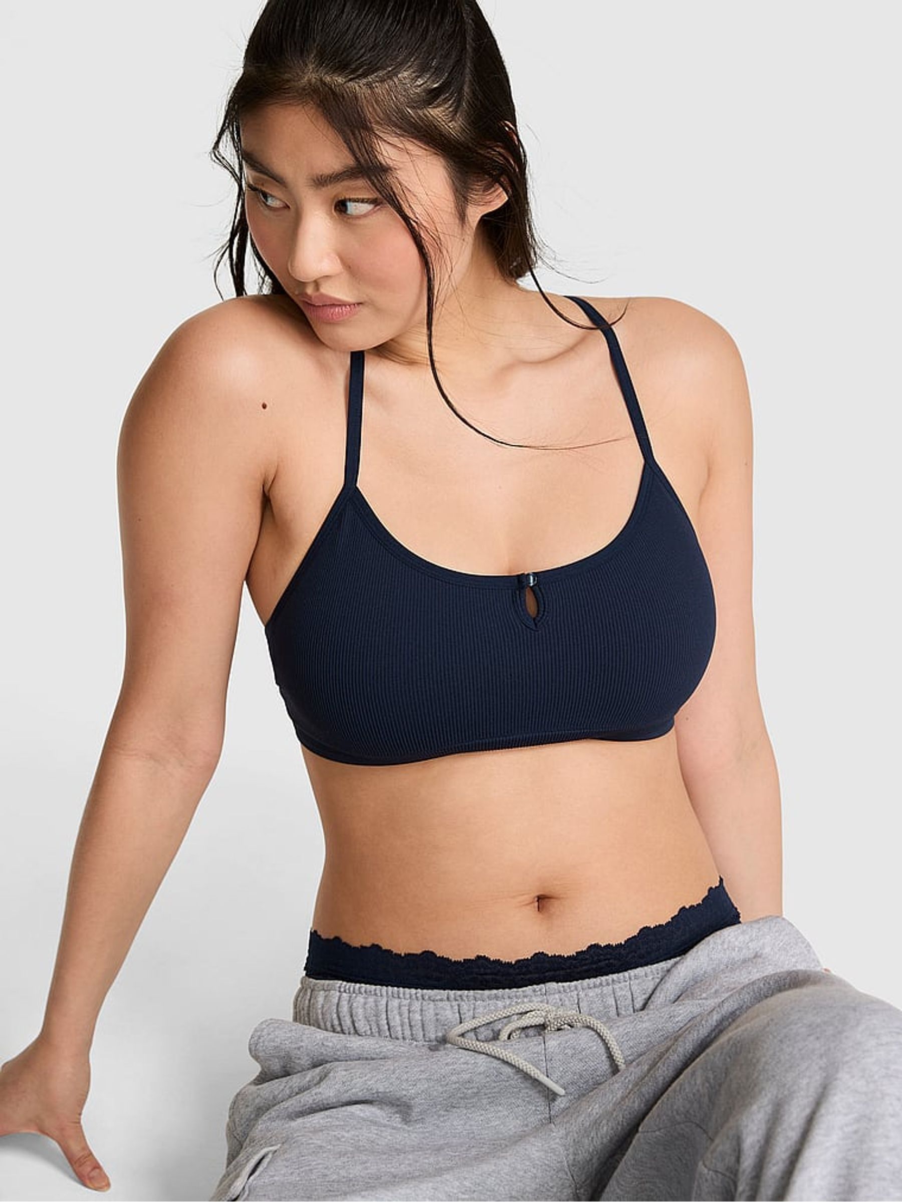 Noir Navy Blue Seamless Sports Bra - Image 1 of 2 Noir Navy Blue Seamless Sports Bra - Image 1 of 2