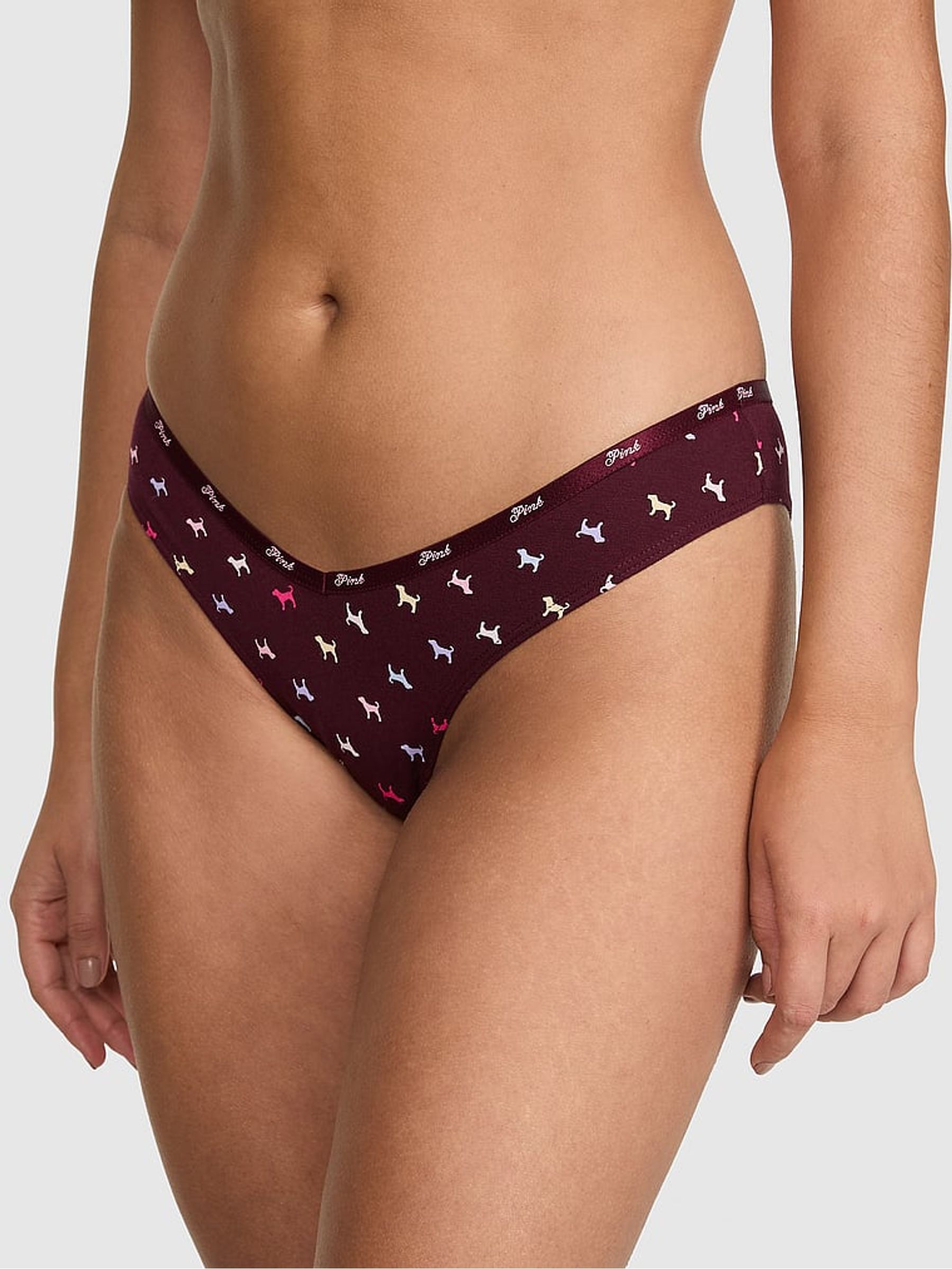 Purple Rose Dog Print Tanga Cotton Mini Logo Knickers - Image 1 of 2 Purple Rose Dog Print Tanga Cotton Mini Logo Knickers - Image 1 of 2