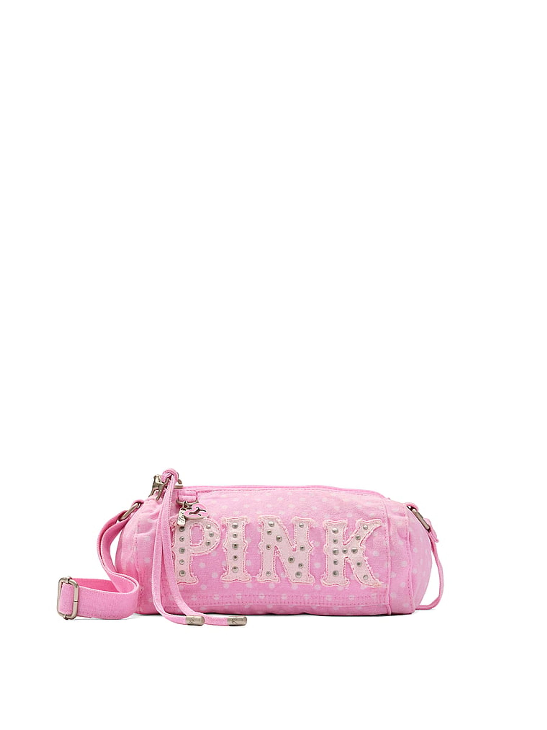 Pink Polka Dot Small Canvas Duffle Shoulder Bag - Image 1 of 2