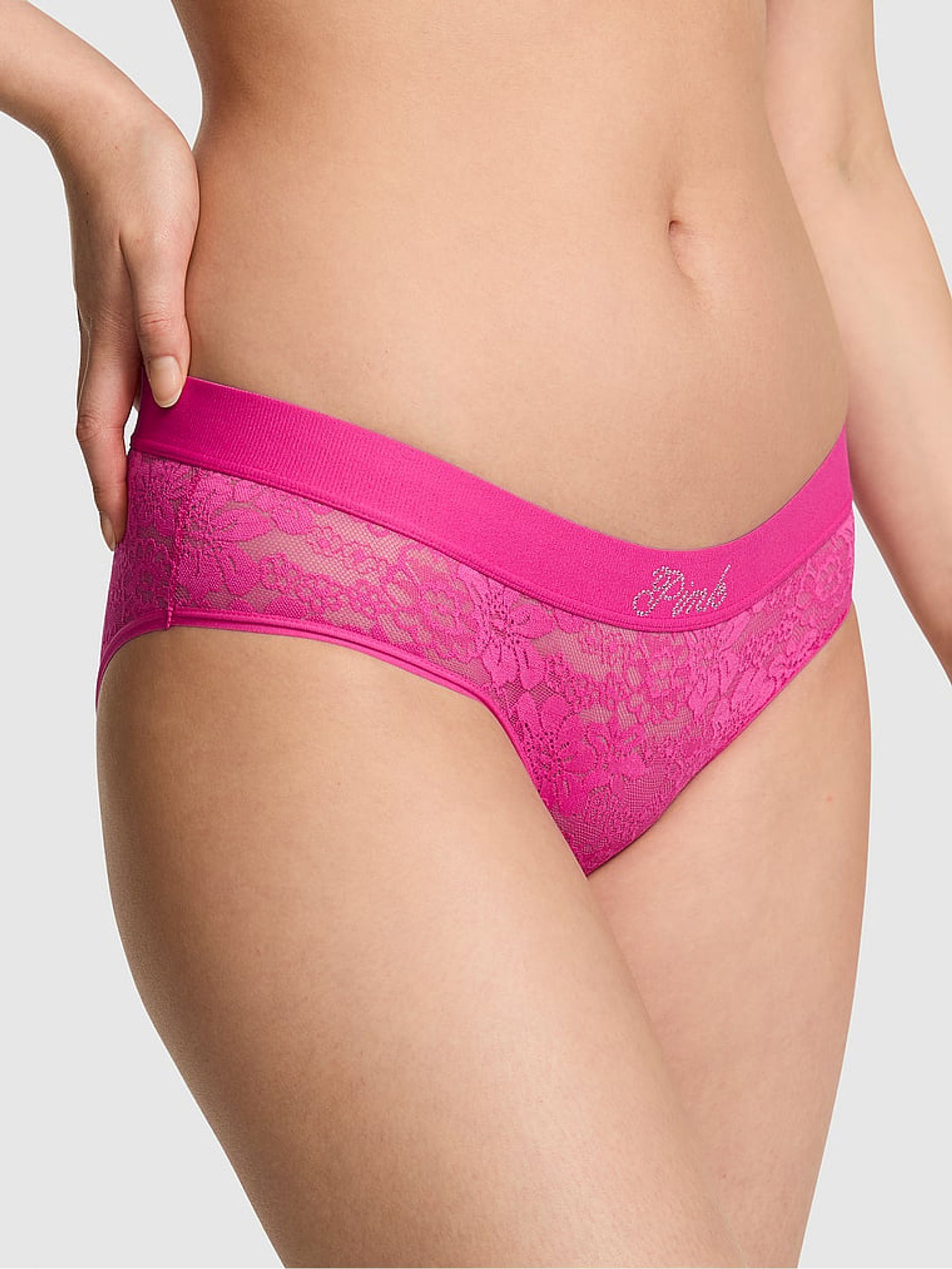 Pink Fire Hipster Lace Logo Knickers - Image 1 of 2