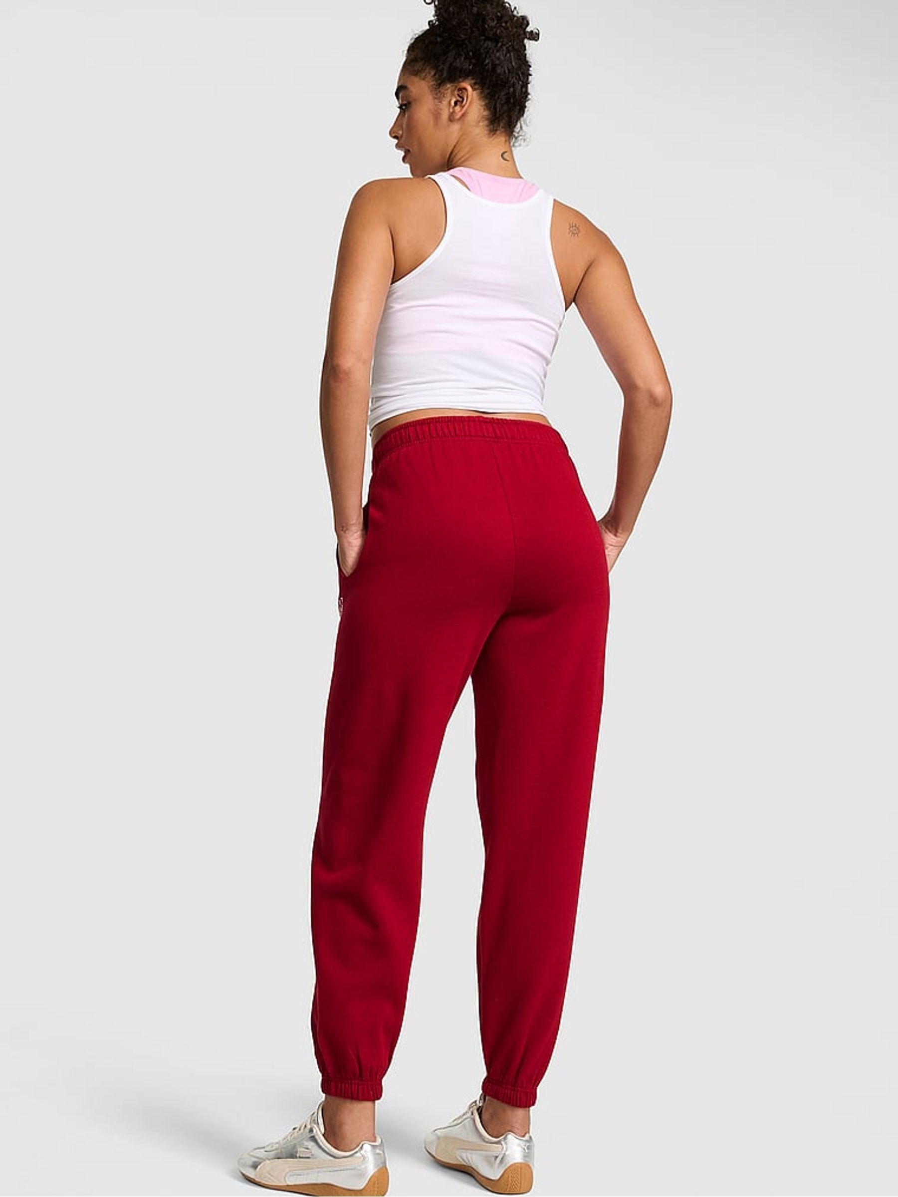 Red Lacquer Cuffed Fleece Joggers - Image 2 of 2