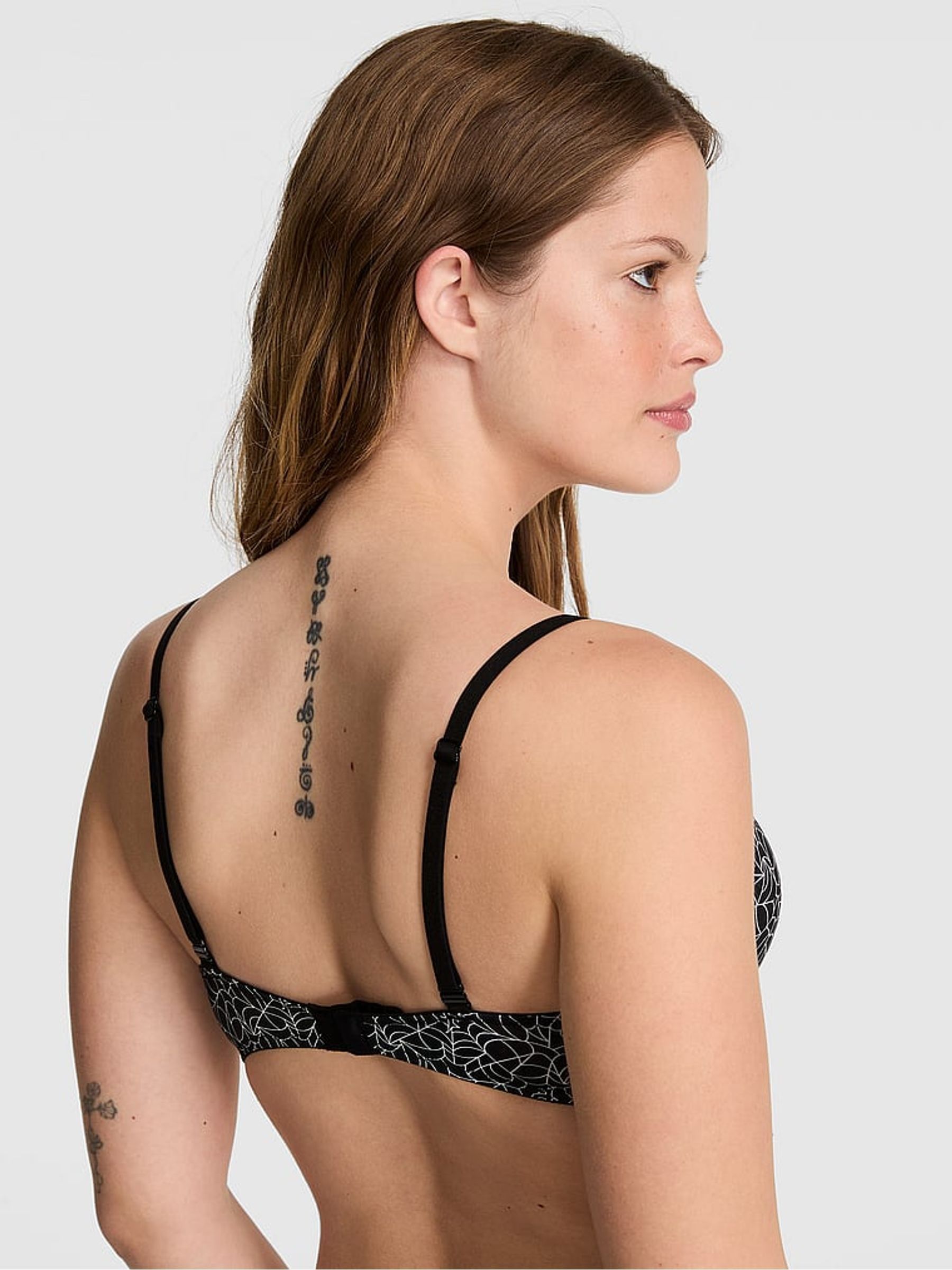 Black Spiderweb Print Super Push Up Bra - Image 2 of 2