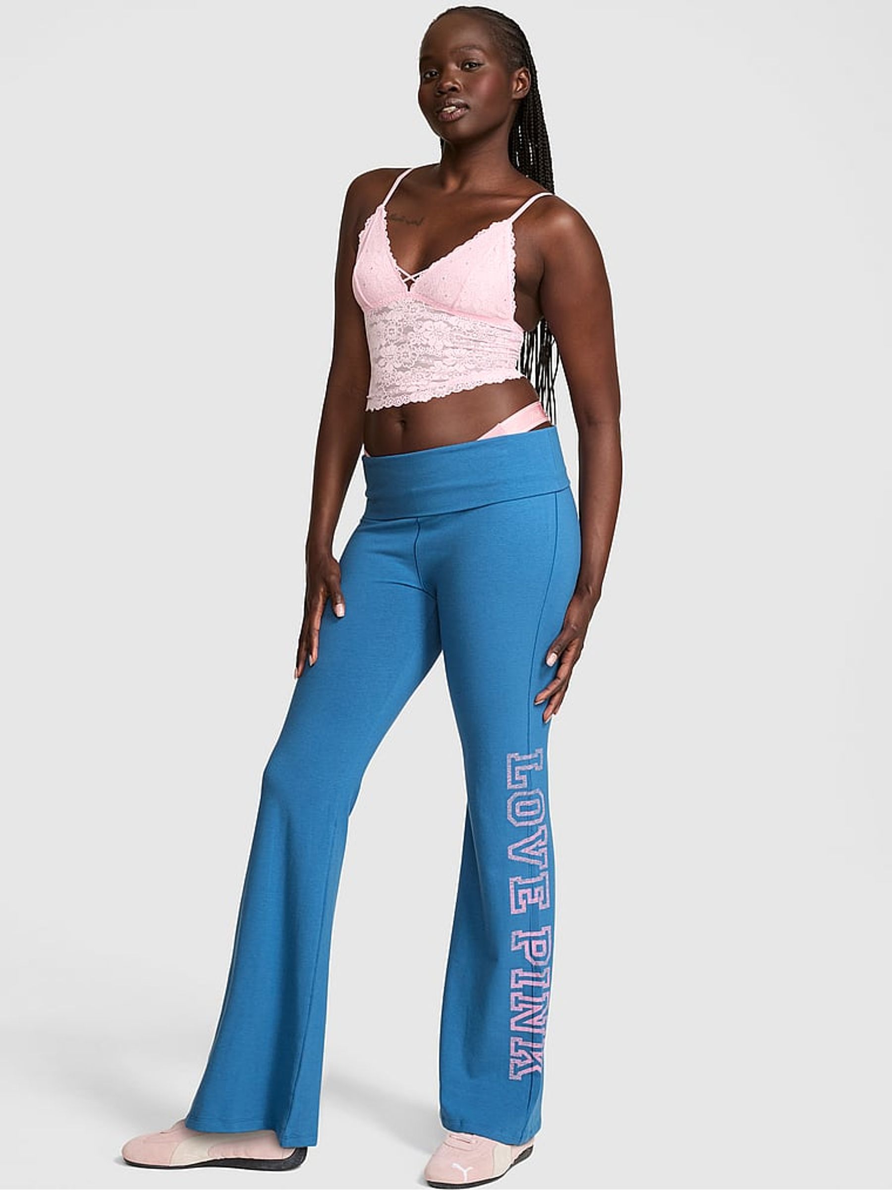 Varsity Blue Foldover Leggings - Image 1 of 2 Varsity Blue Foldover Leggings - Image 1 of 2