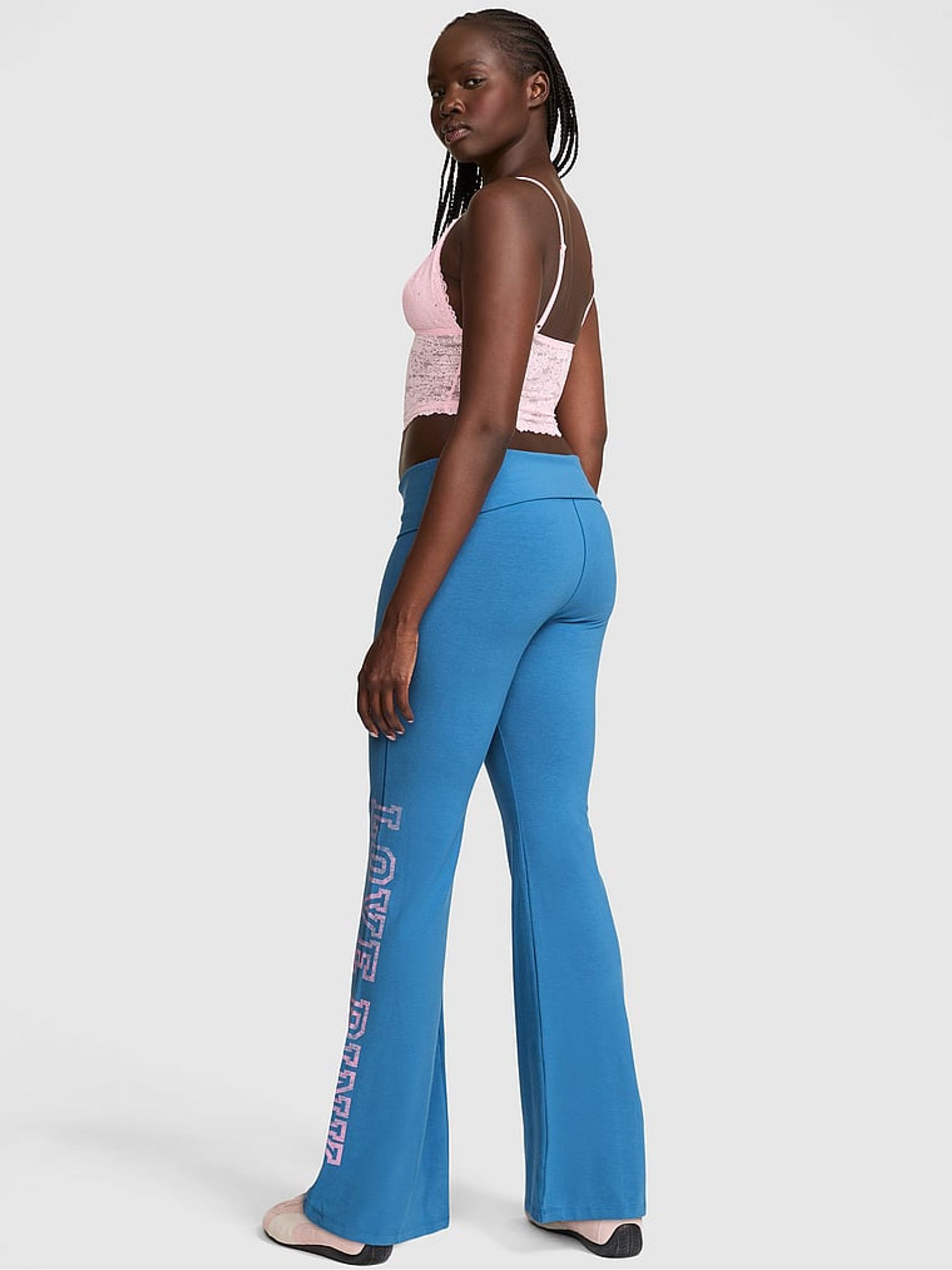 Varsity Blue Foldover Leggings - Image 2 of 2 Varsity Blue Foldover Leggings - Image 2 of 2