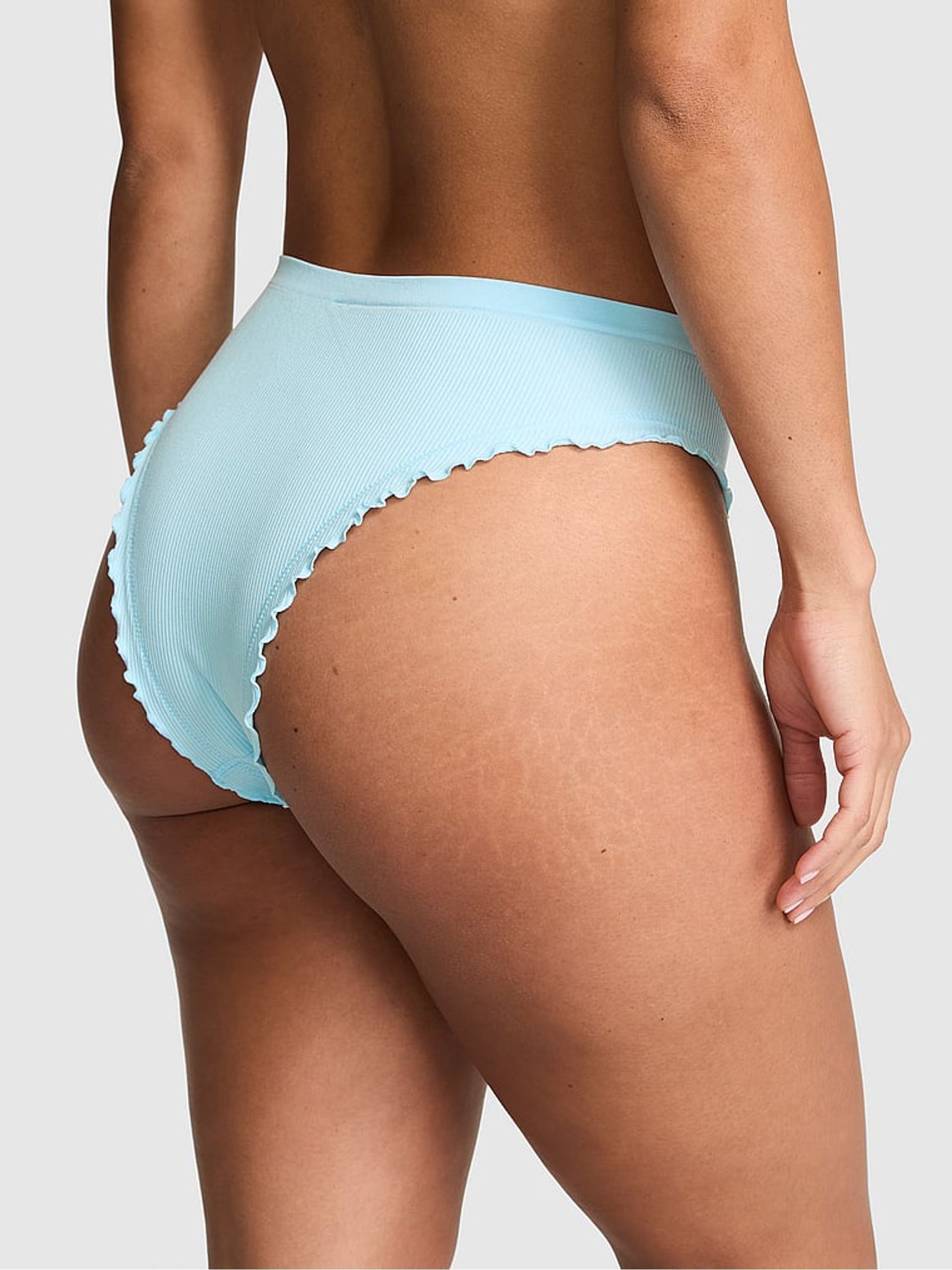 Stream Blue Brazilian Lettuce Edge Seamless Knickers - Image 2 of 2 Stream Blue Brazilian Lettuce Edge Seamless Knickers - Image 2 of 2