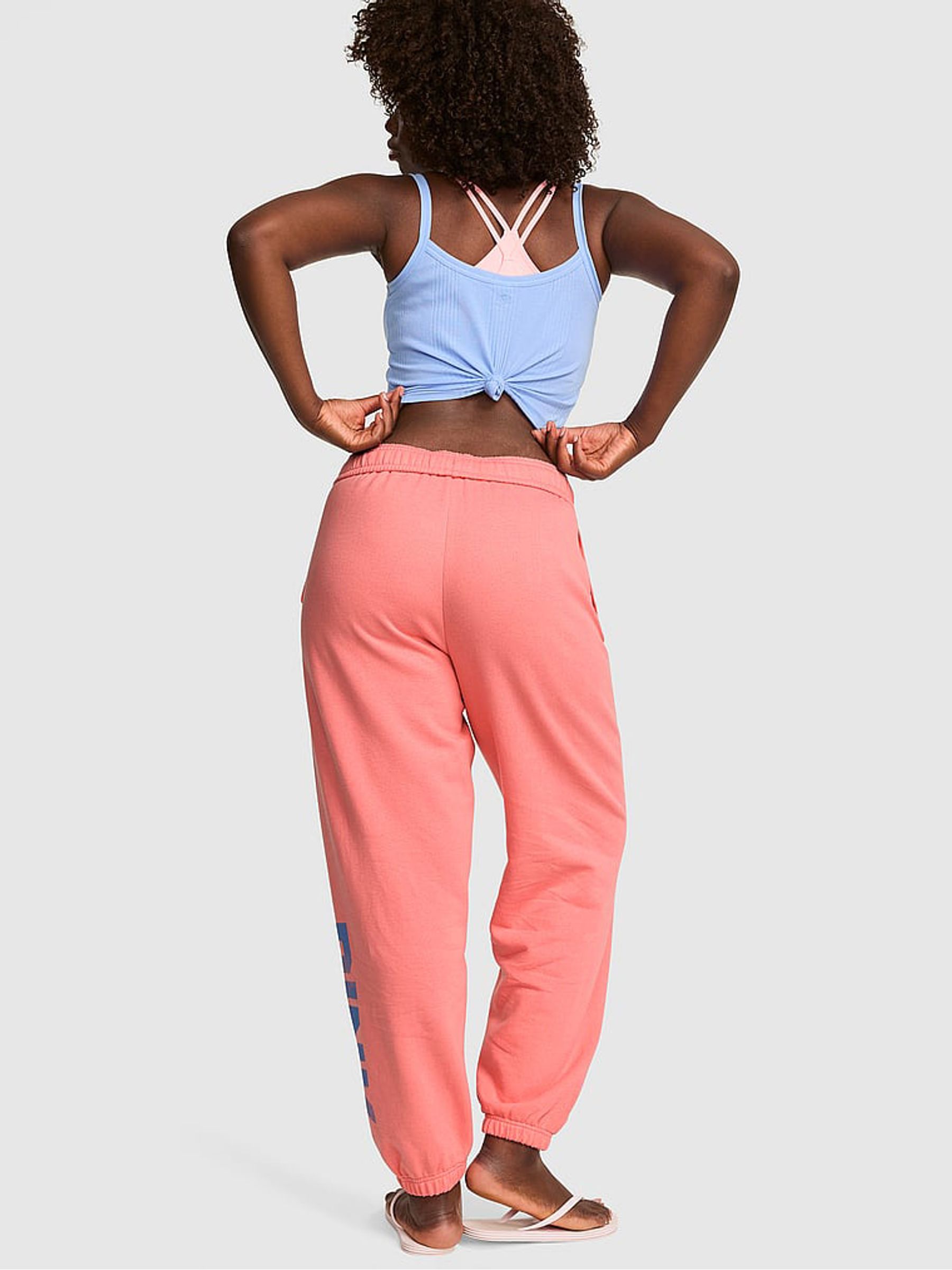 Coral Pink Cuffed Fleece Joggers - Image 2 of 2
