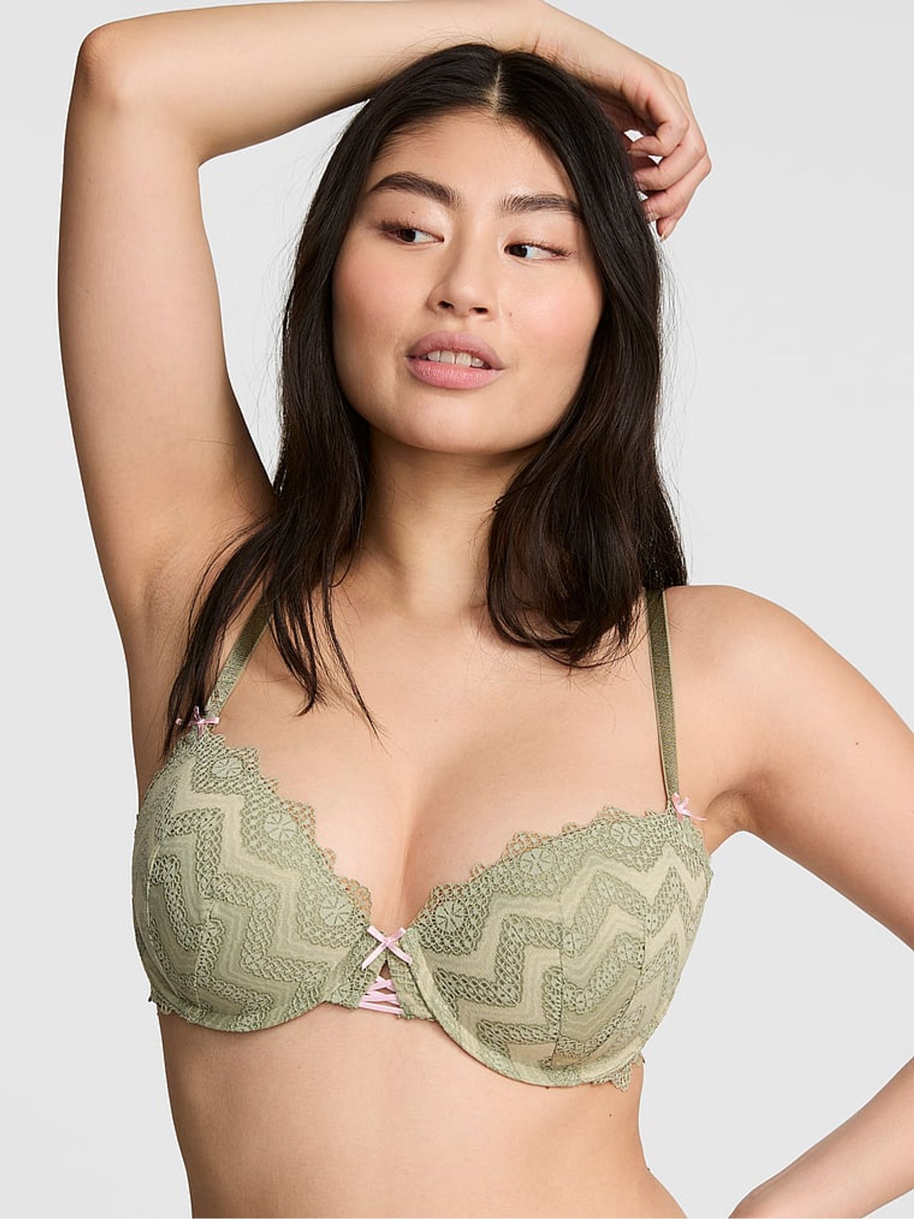 Slate Green Lightly Lined Crochet Lace Bra - Image 1 of 3