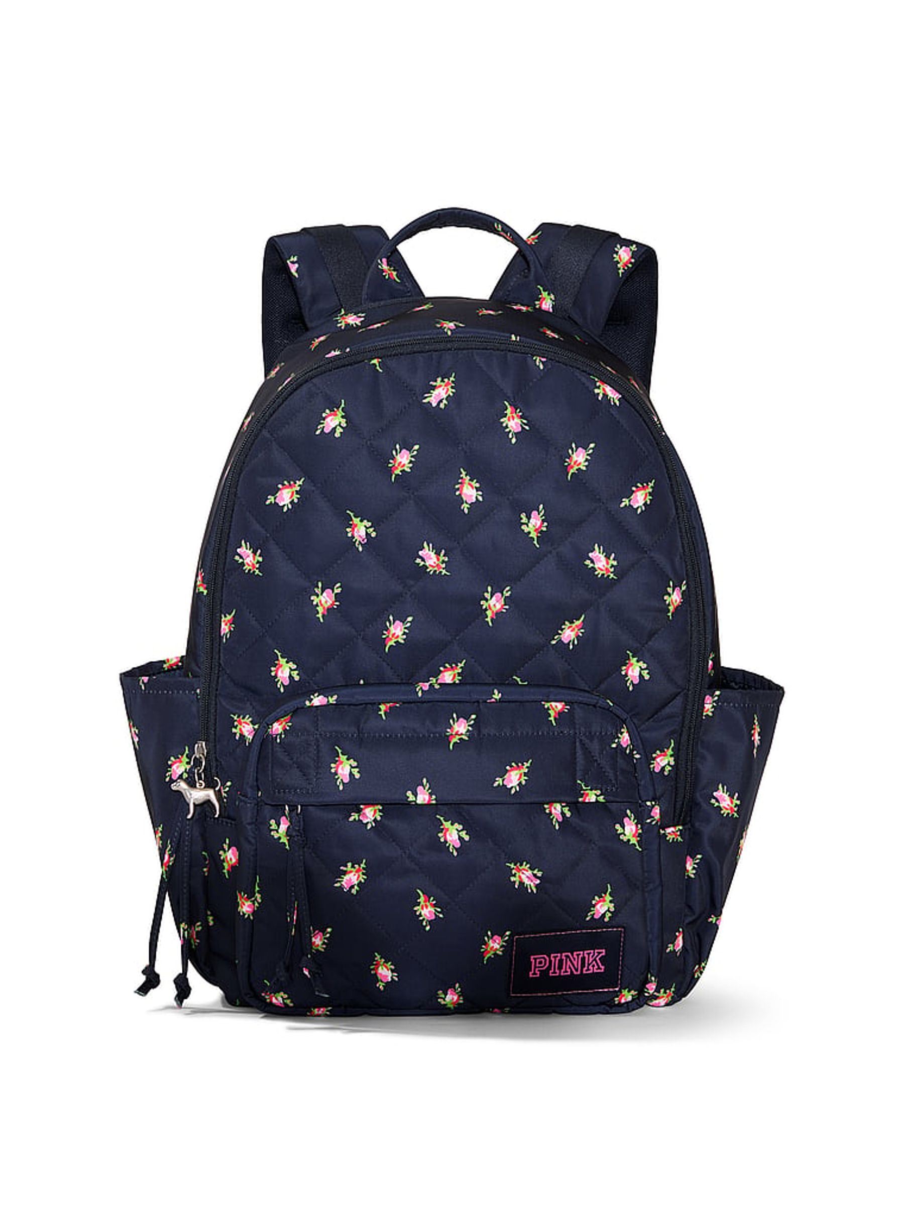 Navy Blue Floral Print Backpack - Image 2 of 4