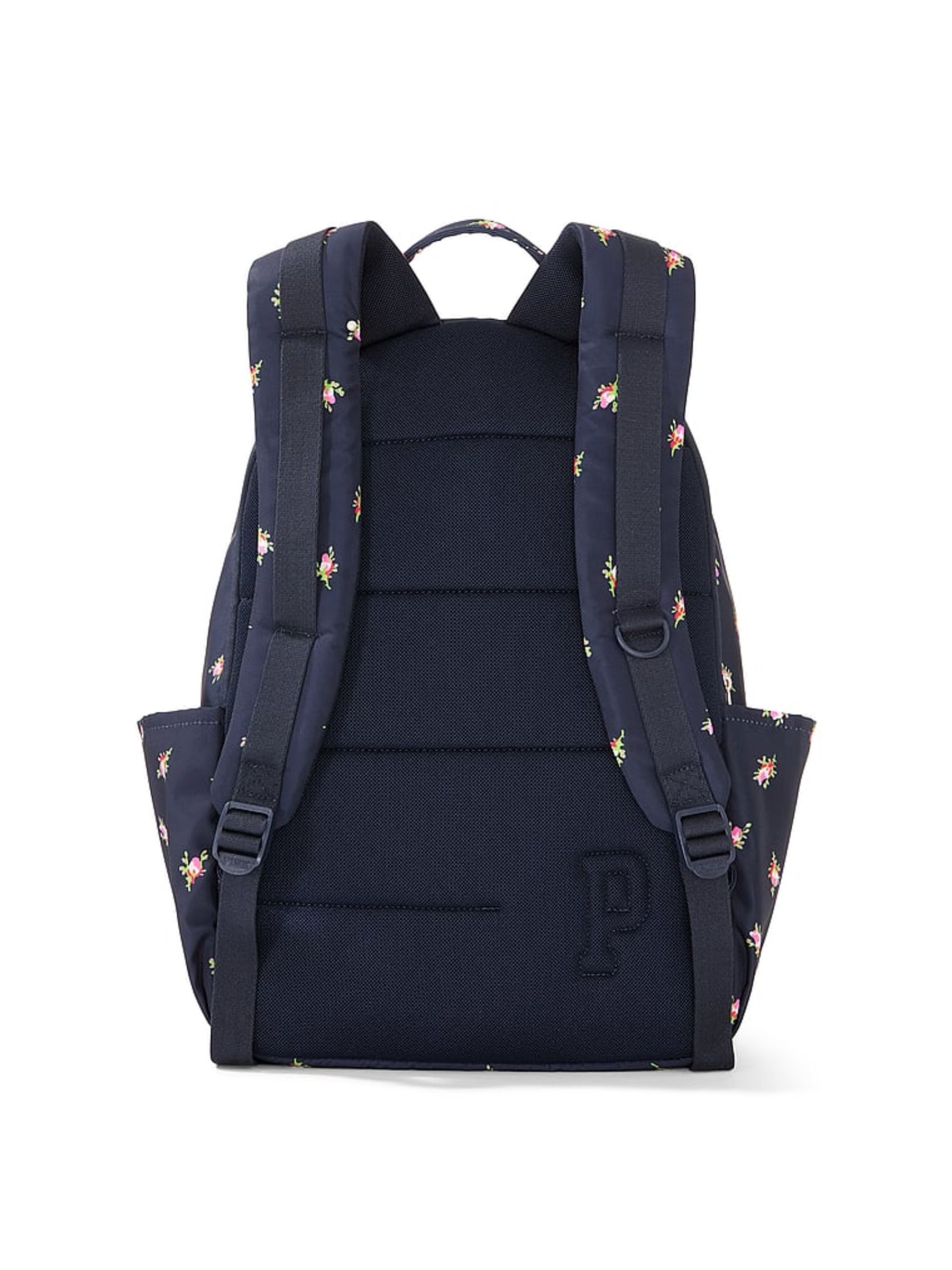 Navy Blue Floral Print Backpack - Image 3 of 4