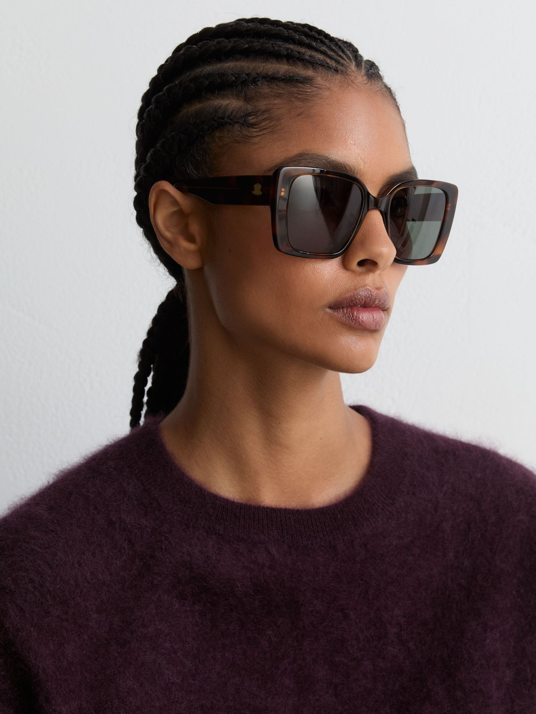 MESSYWEEKEND Oversized Square-Frame Sunglasses in Tortoise - Image 1 of 4