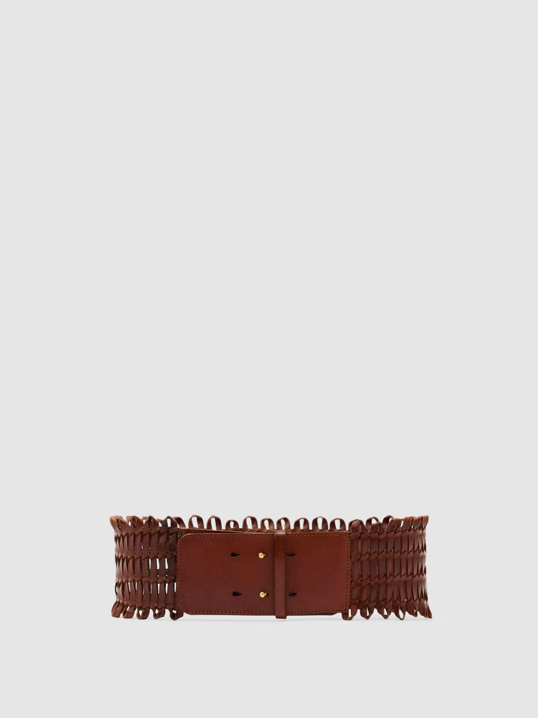 Atelier Leather Interlaced Belt in Tan - Image 2 of 4