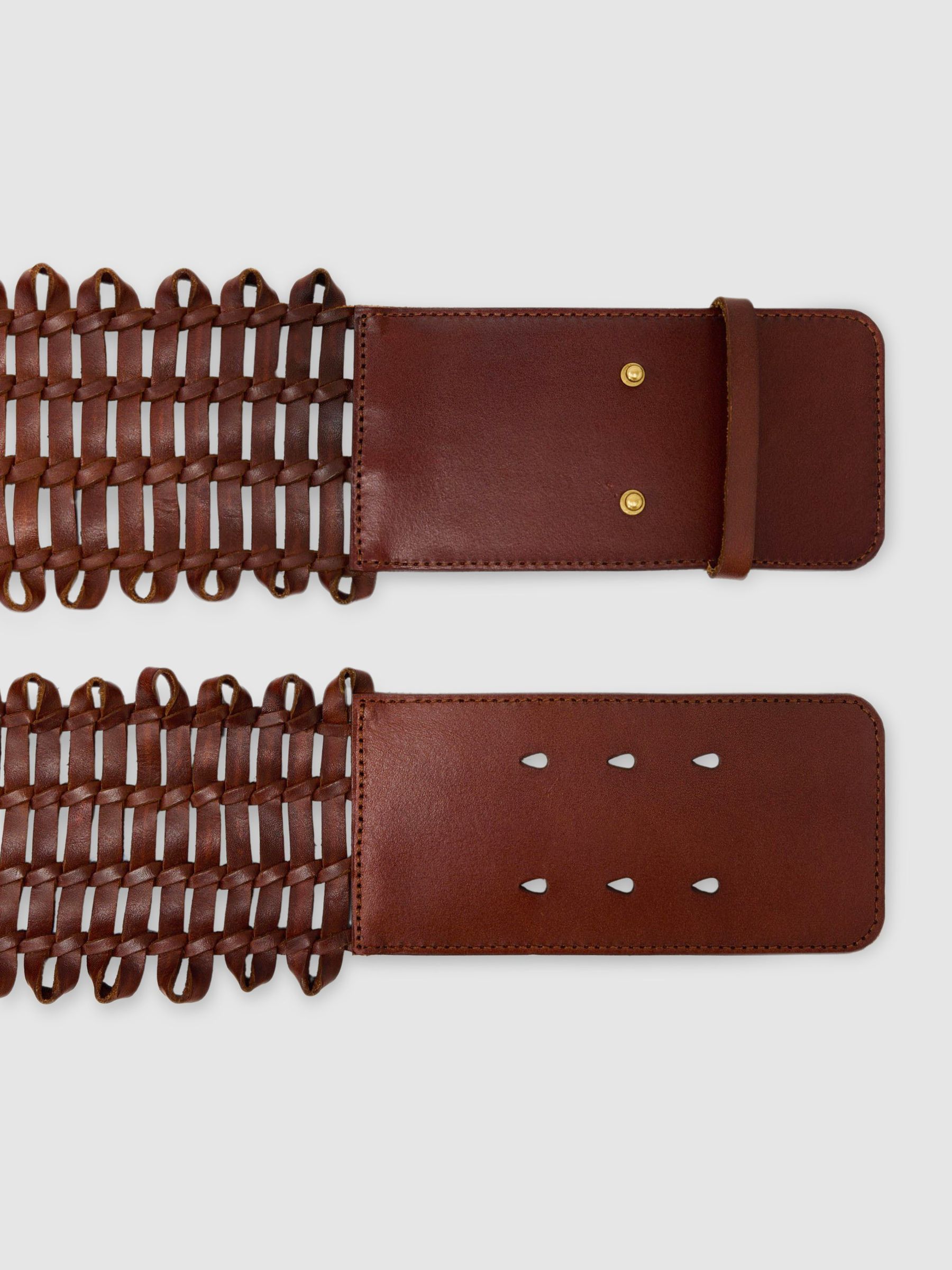 Atelier Leather Interlaced Belt in Tan - Image 3 of 4