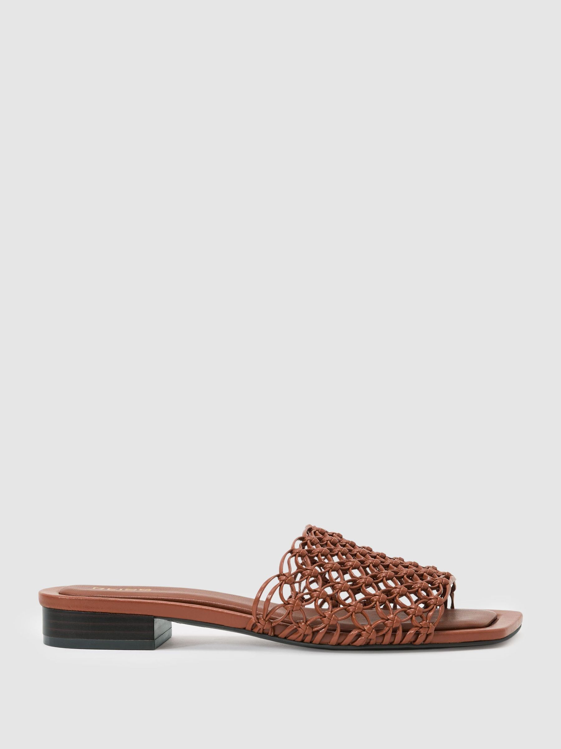Woven Flat Slip-On Sandals in Tan - Image 2 of 5