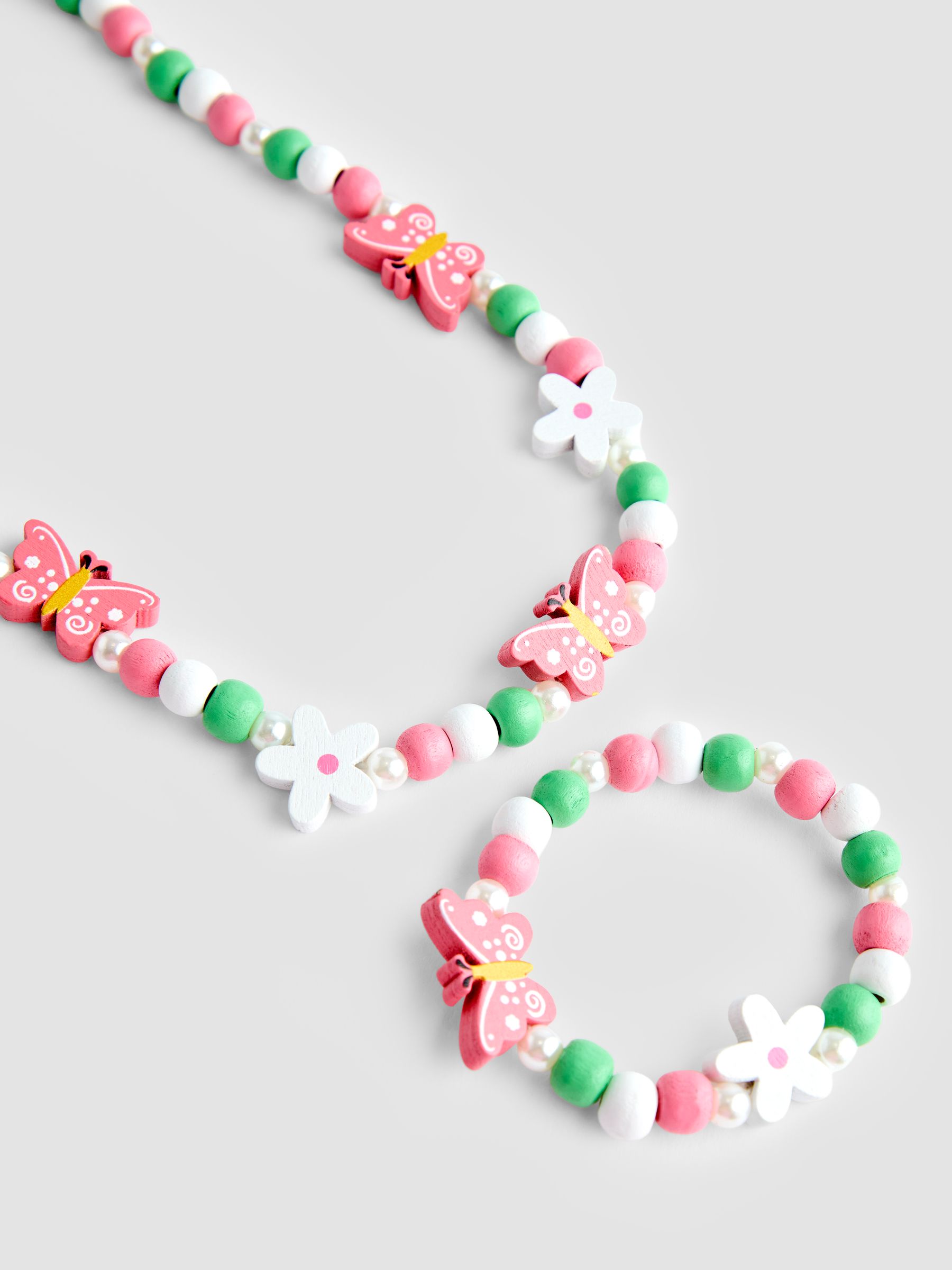 Light Pink Butterfly Necklace Set - Image 4 of 4