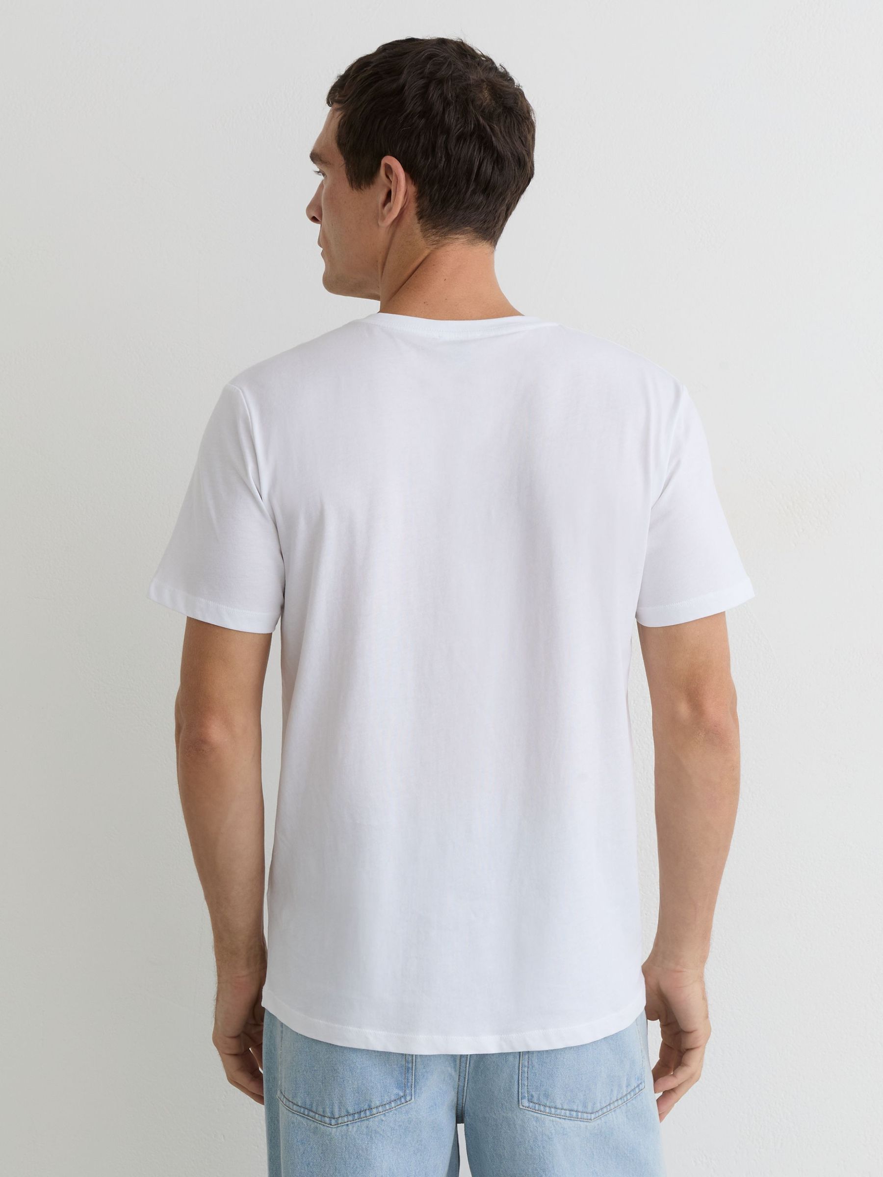 Cotton V-neck Tailored-Fit T-Shirt in White - image 3