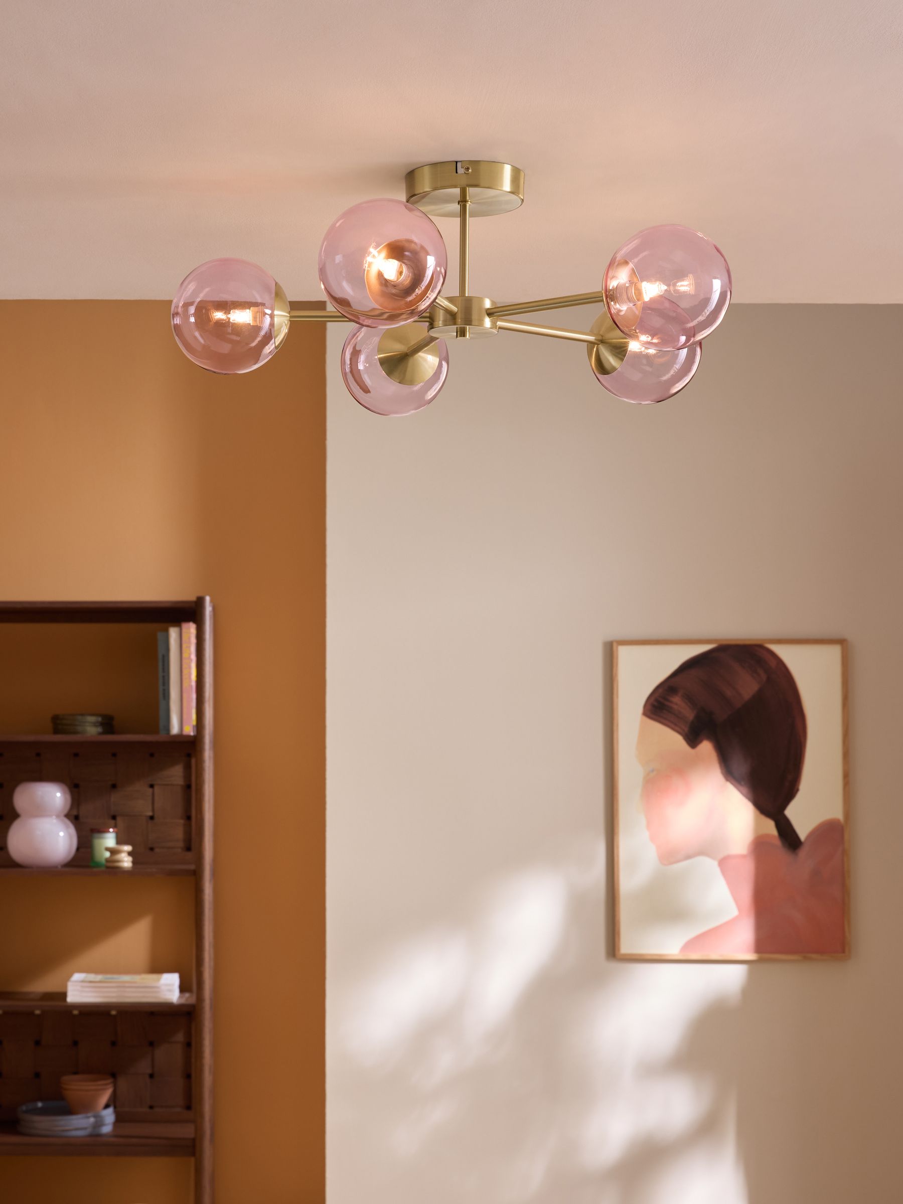 5 Light Flush Ceiling Light in Pink - Image 1 of 6 5 Light Flush Ceiling Light in Pink - Image 1 of 6