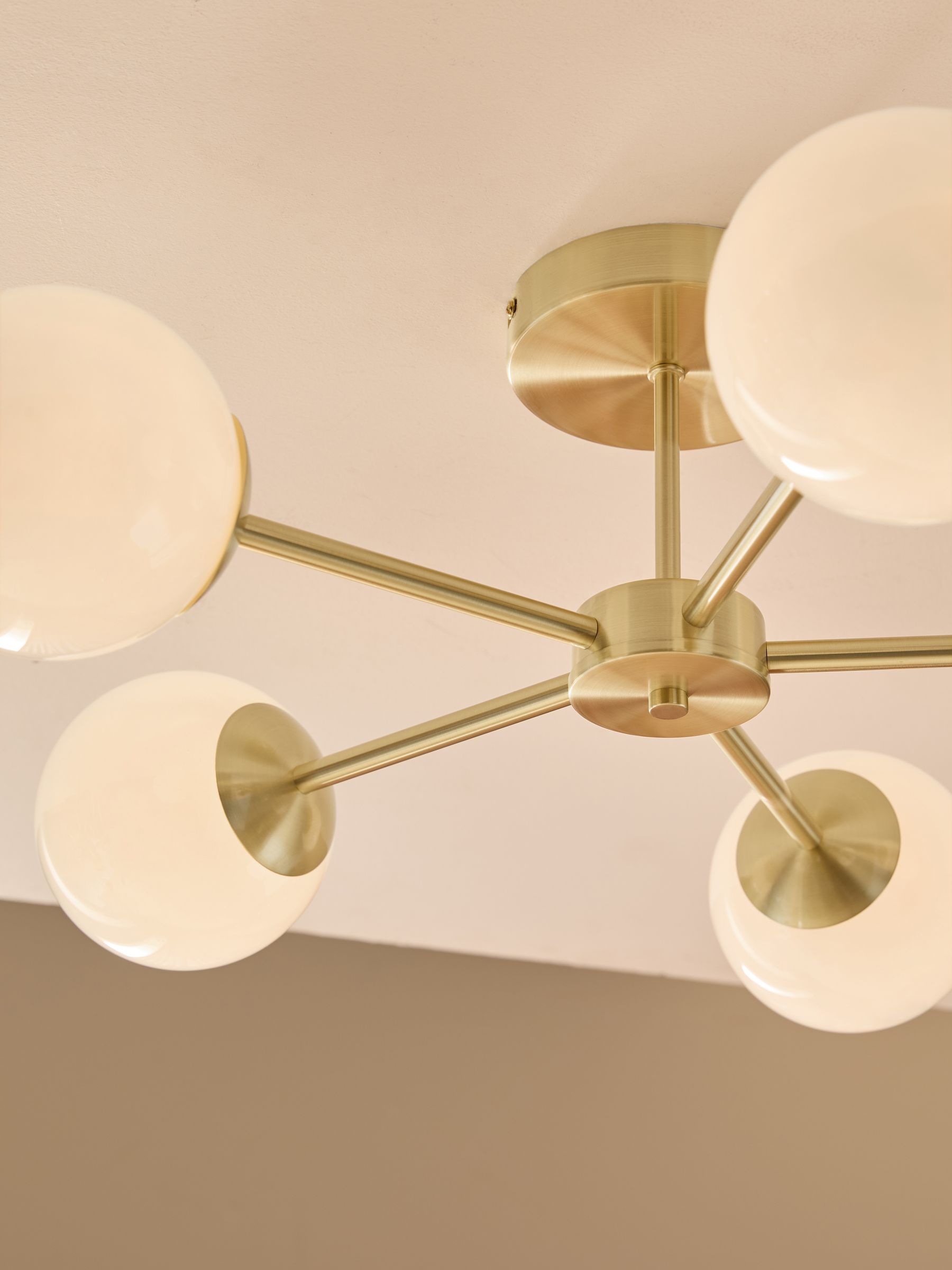 5 Light Flush Ceiling Light in Brass/ Opal - Image 3 of 6