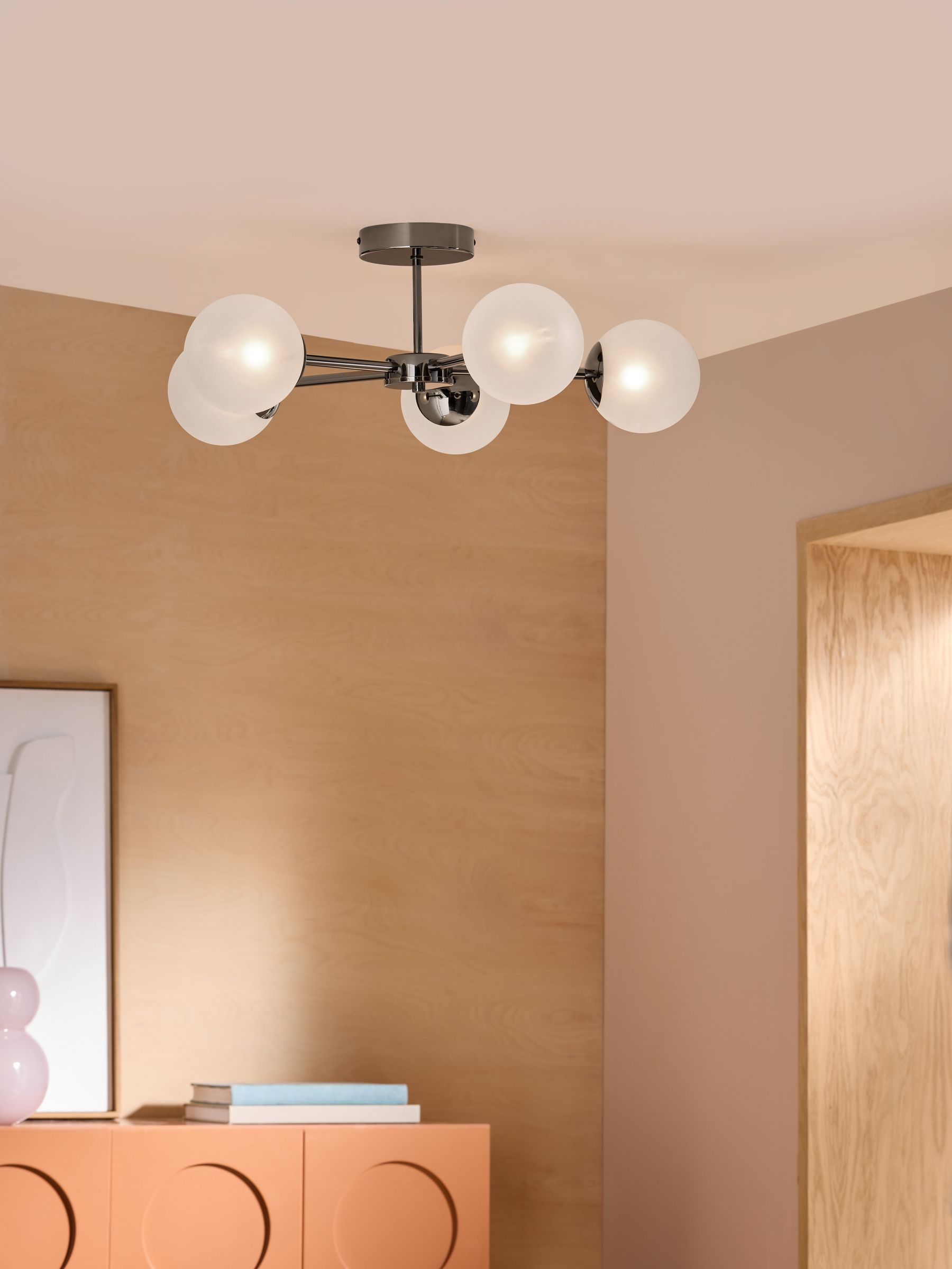 5 Light Flush Ceiling Light in Black - Image 1 of 6
