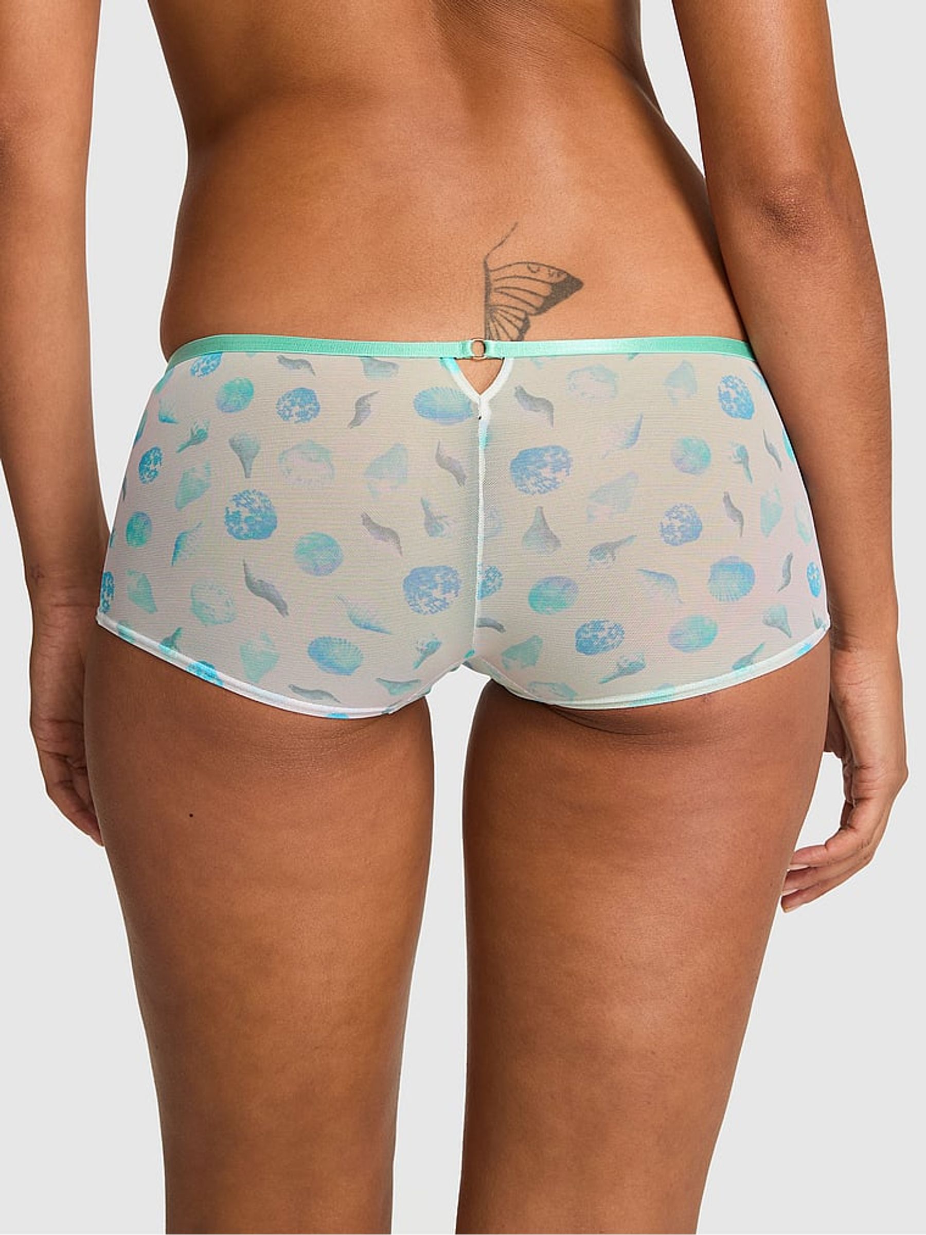 Blue Seashell Print Short Logo Mesh Knickers - Image 2 of 2