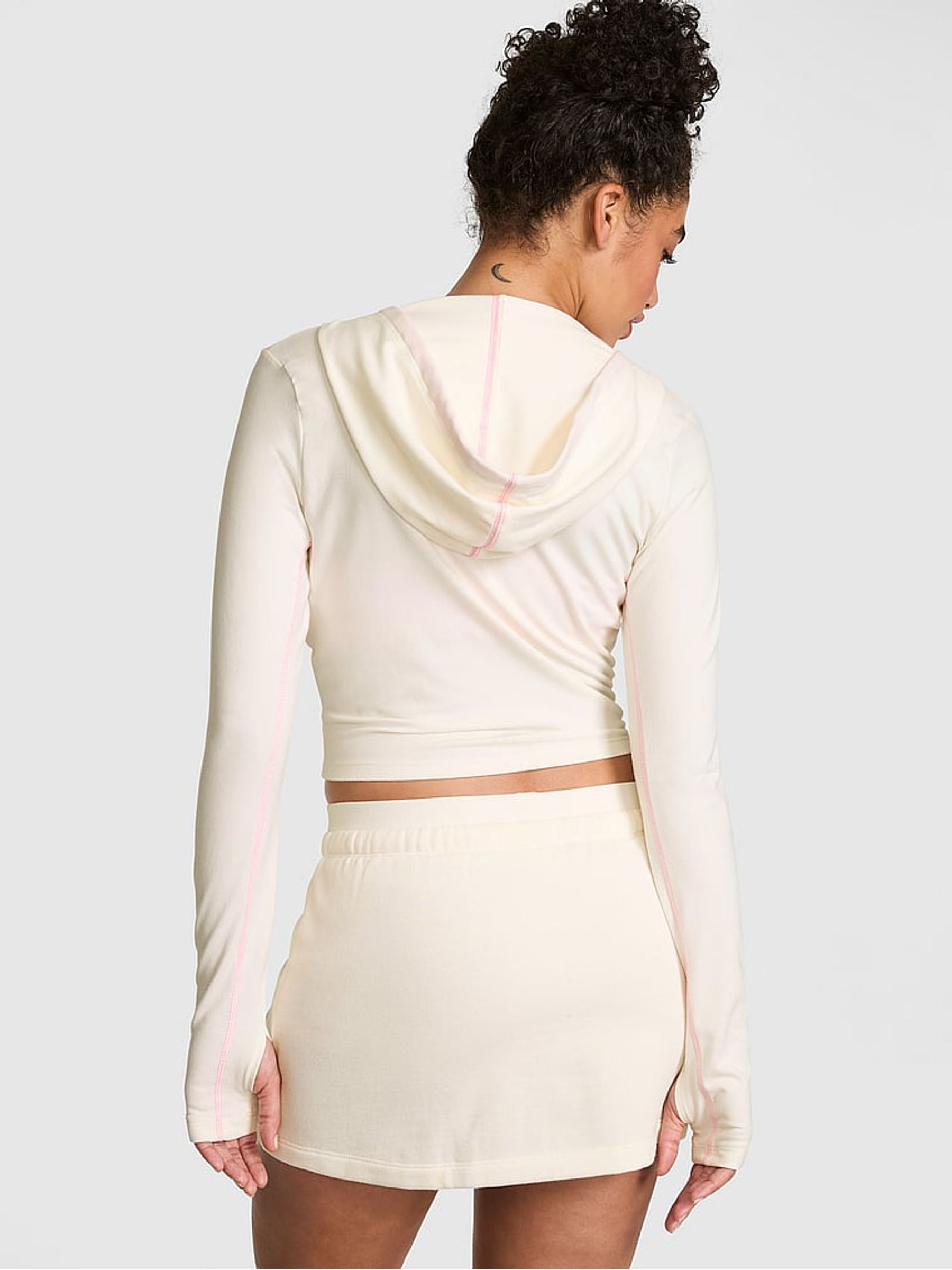 Cozy White Cropped Hoodie - Image 2 of 2 Cozy White Cropped Hoodie - Image 2 of 2