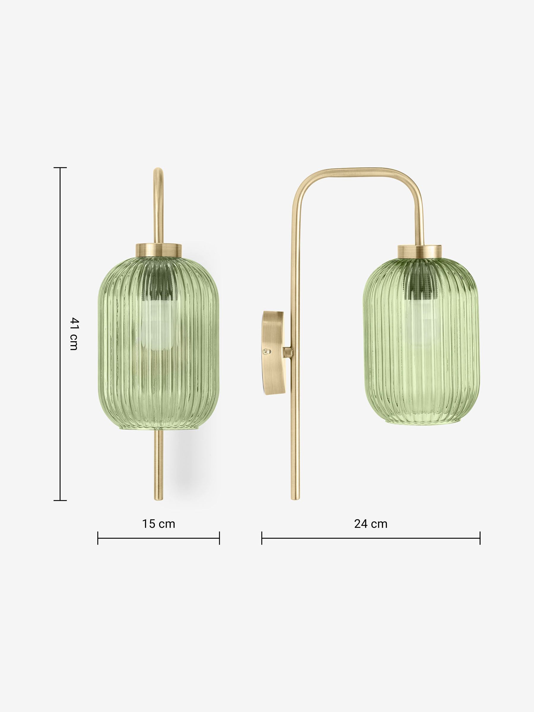 Briz Ribbed Glass Wall Light in Green - Image 4 of 7