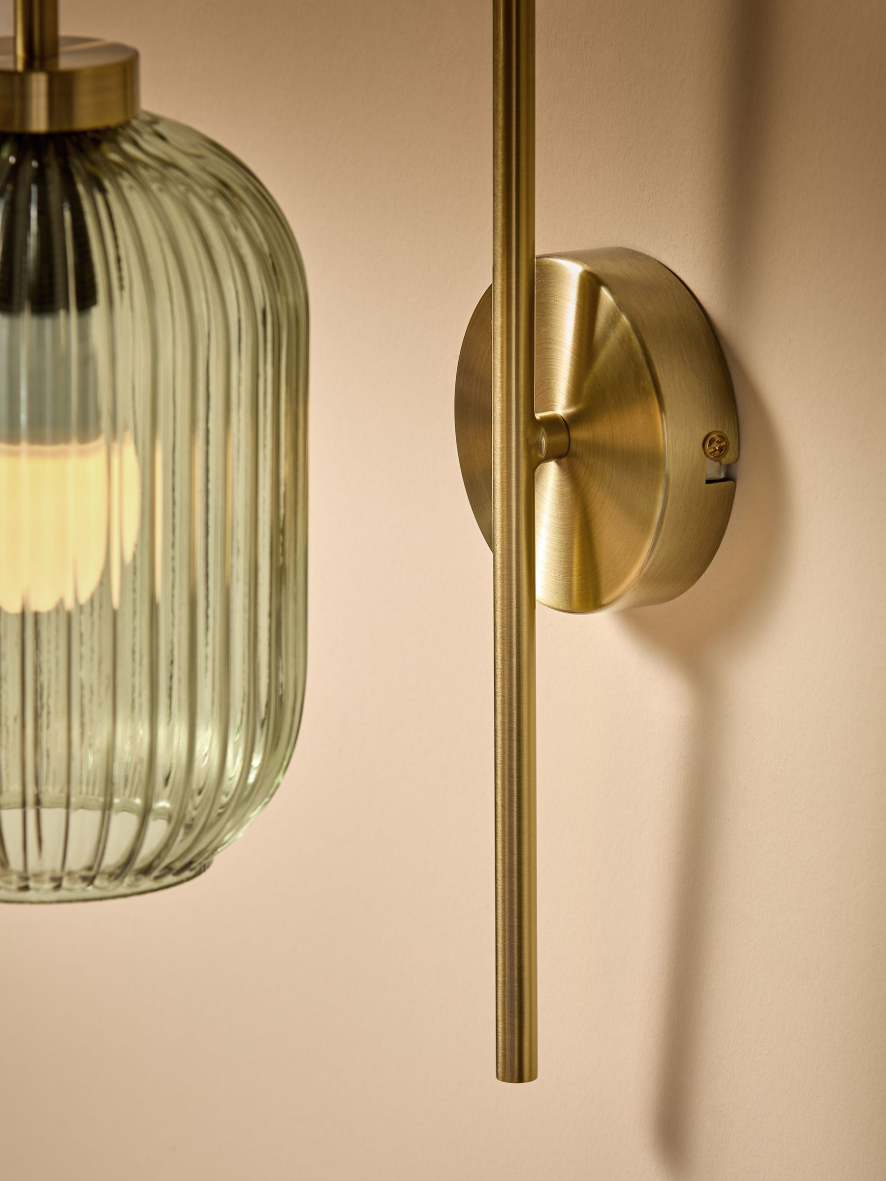 Briz Ribbed Glass Wall Light in Green - Image 5 of 7