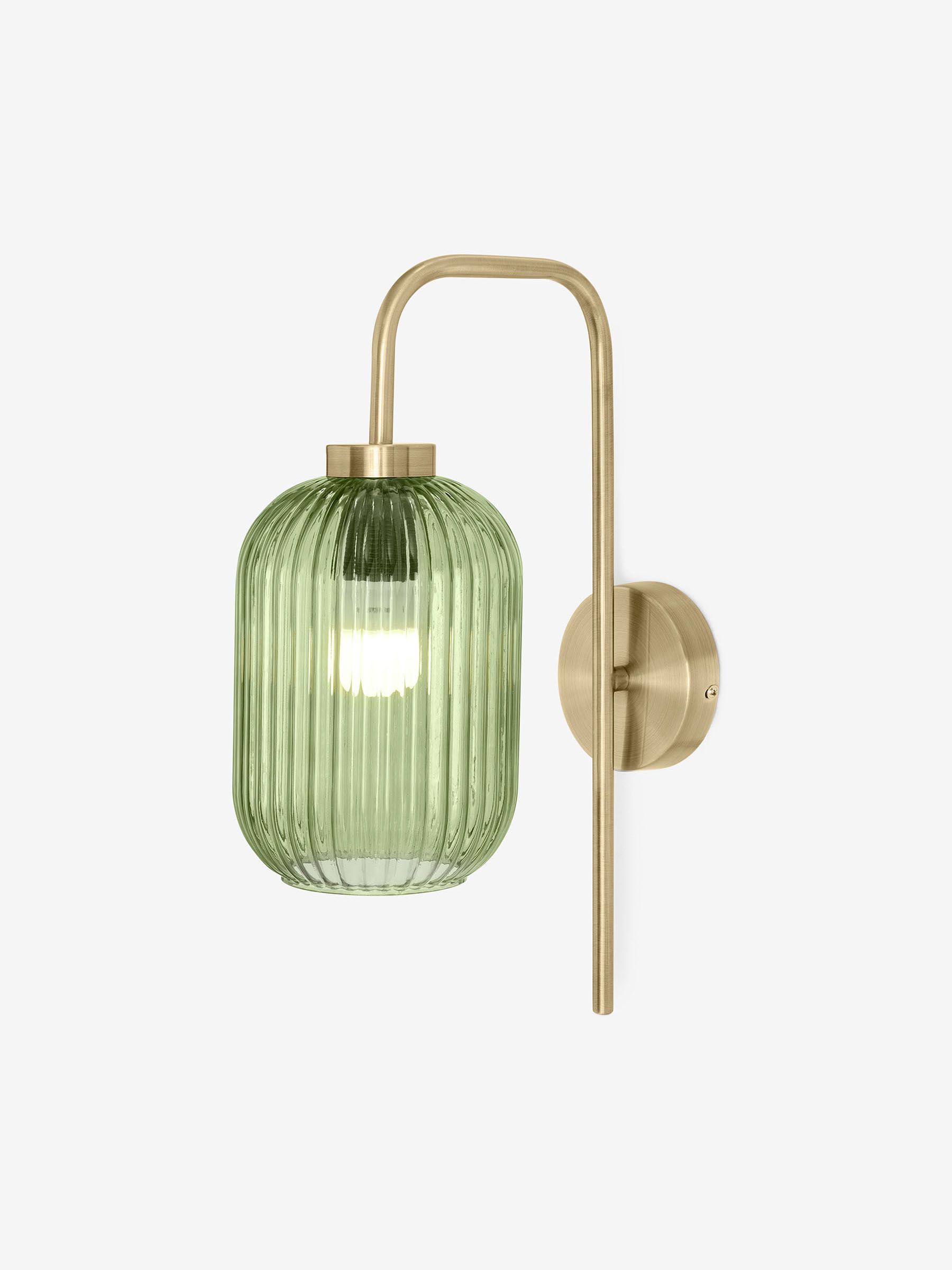 Briz Ribbed Glass Wall Light in Green - Image 6 of 7