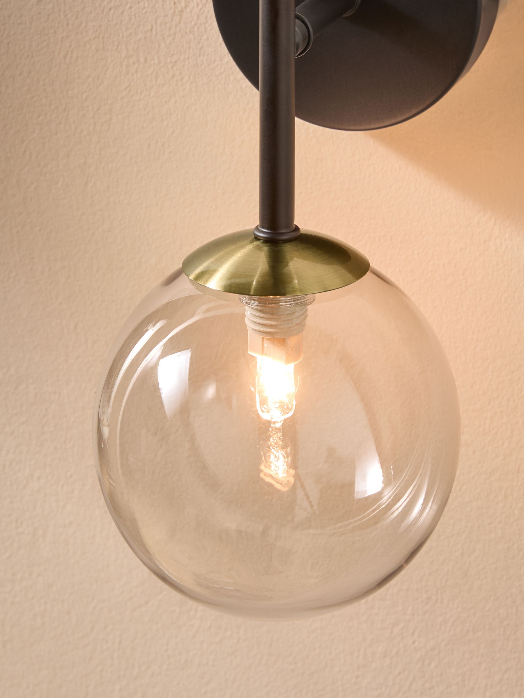 Globe Wall Light in Black/ Brass - Image 2 of 5 Globe Wall Light in Black/ Brass - Image 2 of 5