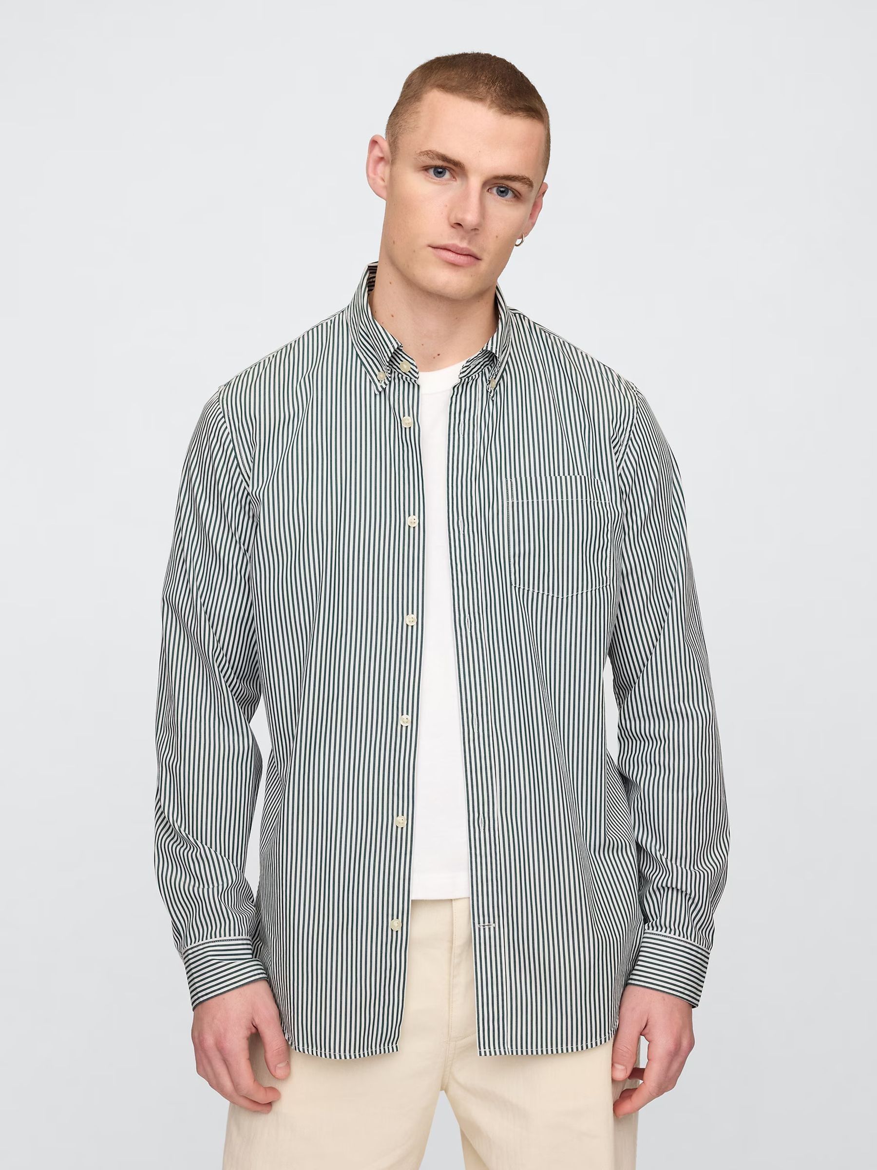 Green stripe Cotton Poplin Classic Shirt - Image 1 of 4