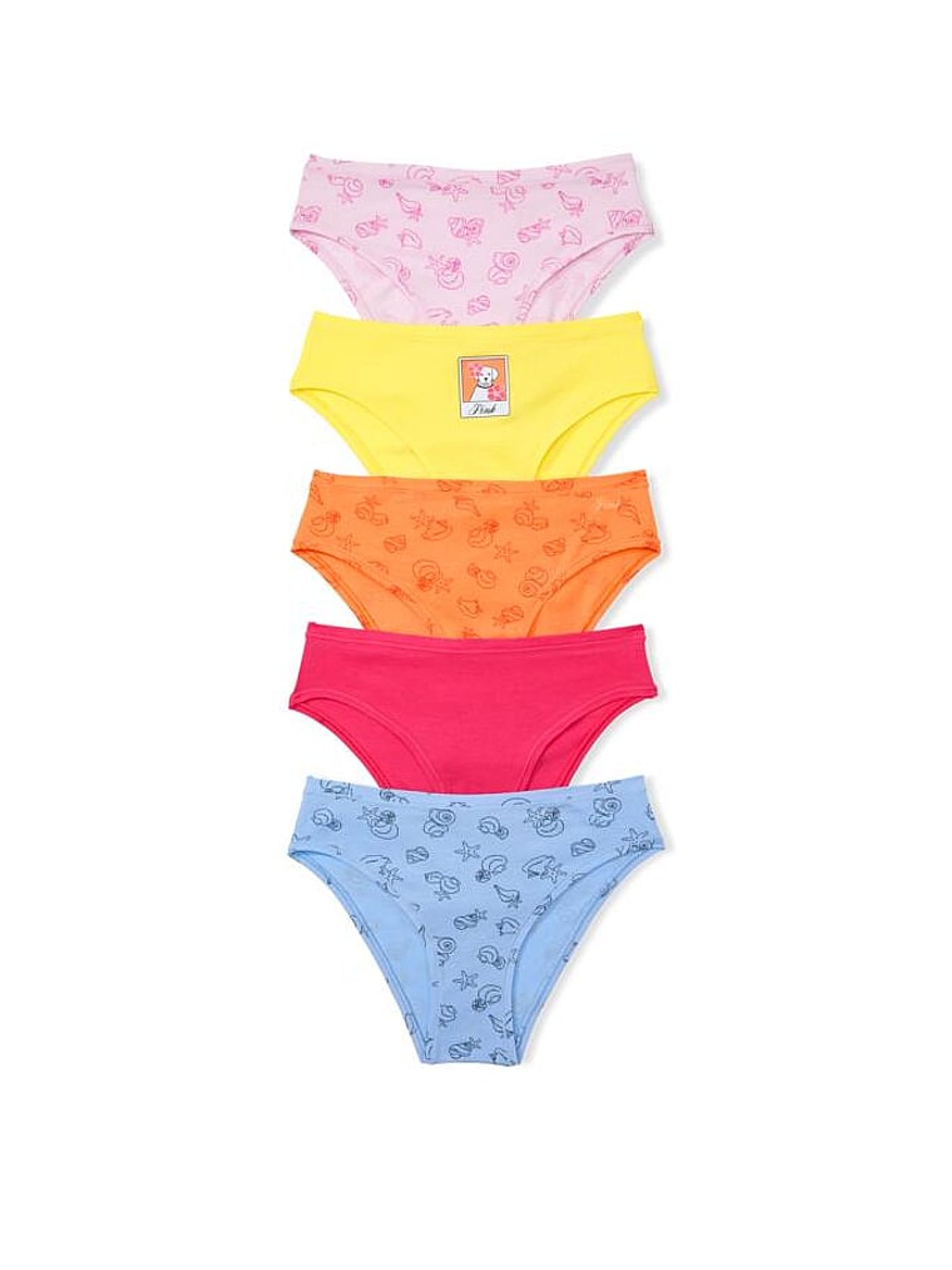 Pink/Yellow/Orange/Pink/Blue Cheeky 5 Pack Cotton Knickers - Image 1 of 1