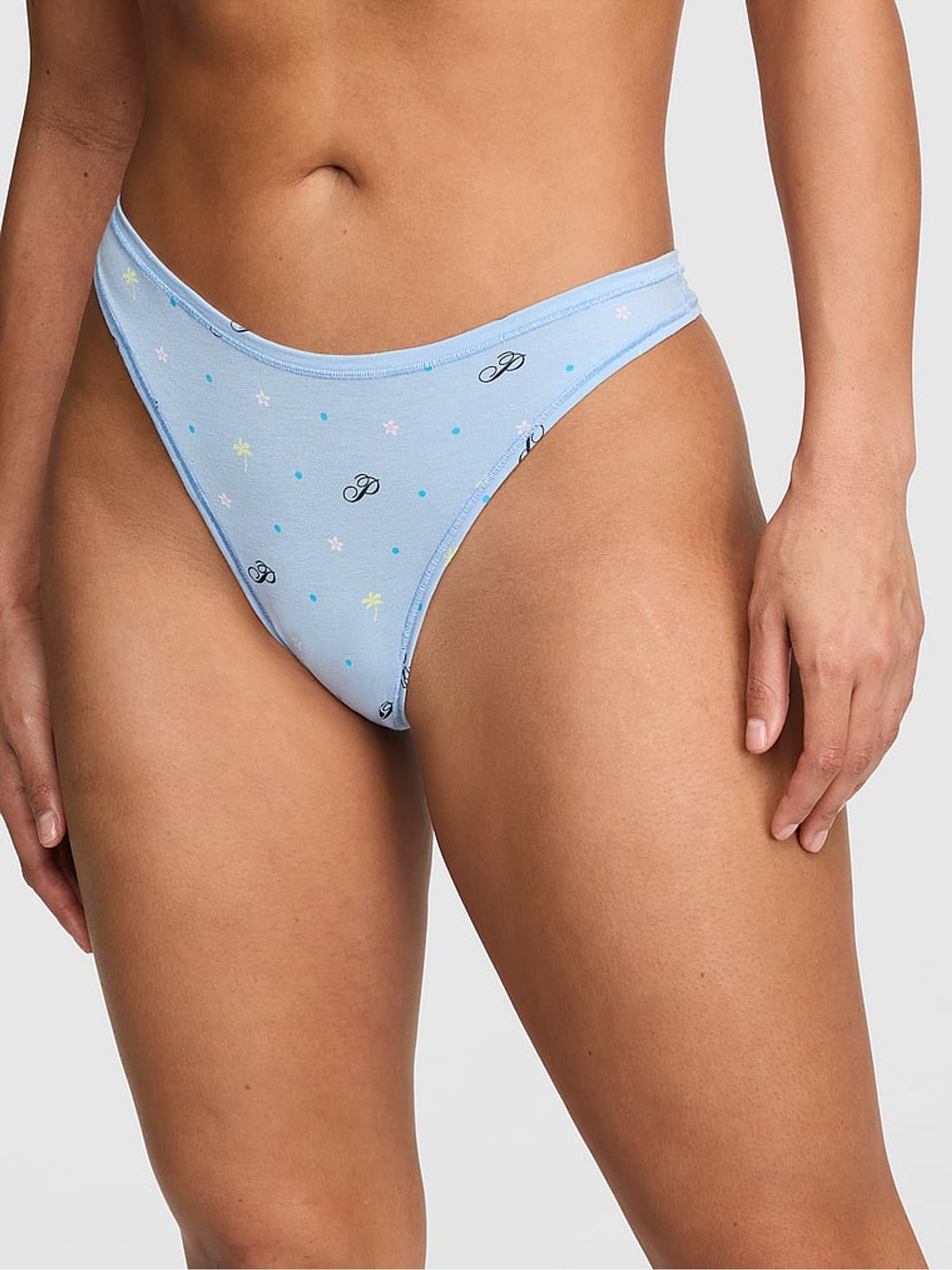 Blue Dancer Floral Thong Cotton Knickers - Image 1 of 2