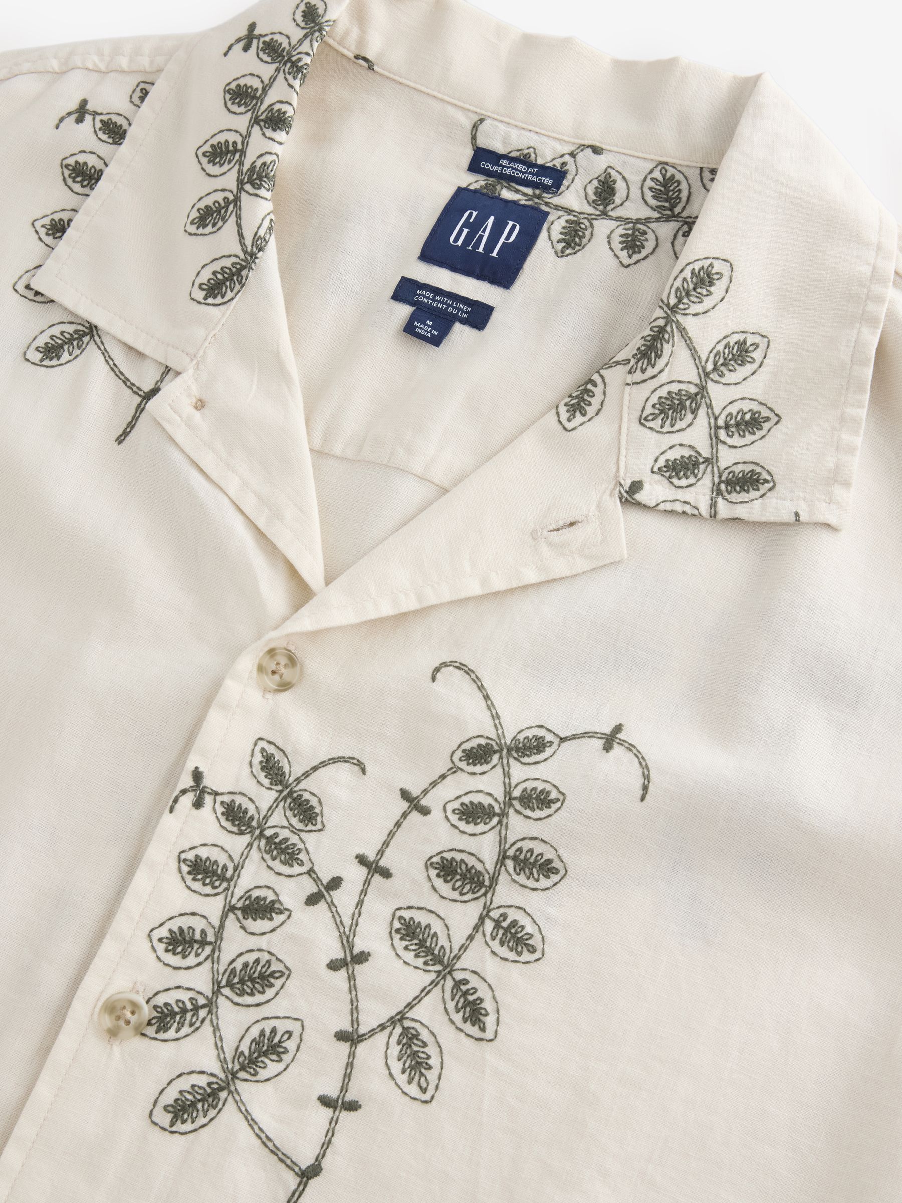 Cream Linen-Cotton Relaxed Straight-Hem Shirt - Image 4 of 4 Cream Linen-Cotton Relaxed Straight-Hem Shirt - Image 4 of 4