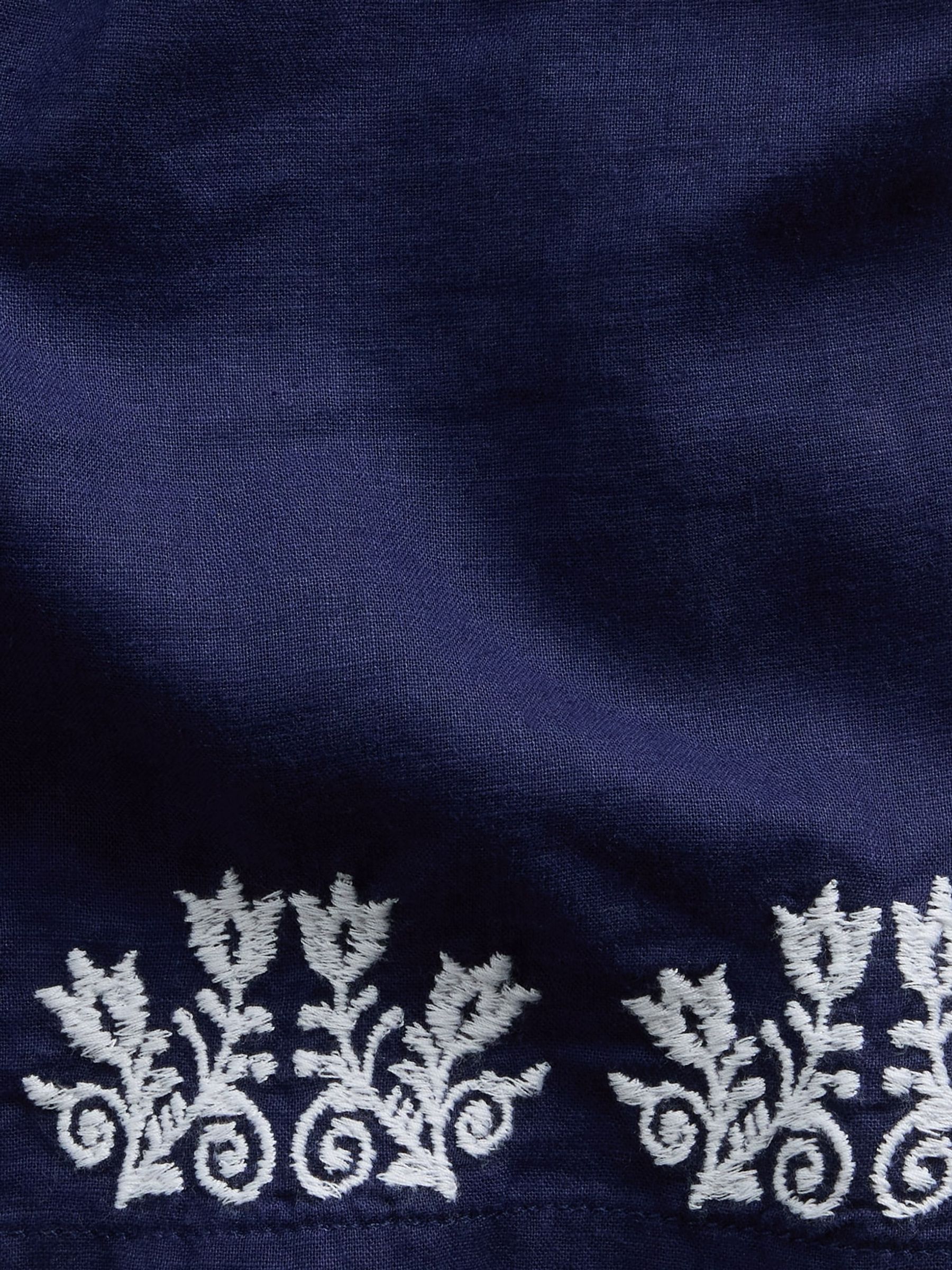 Blue Linen-Cotton Relaxed Straight-Hem Shirt - Image 4 of 4 Blue Linen-Cotton Relaxed Straight-Hem Shirt - Image 4 of 4