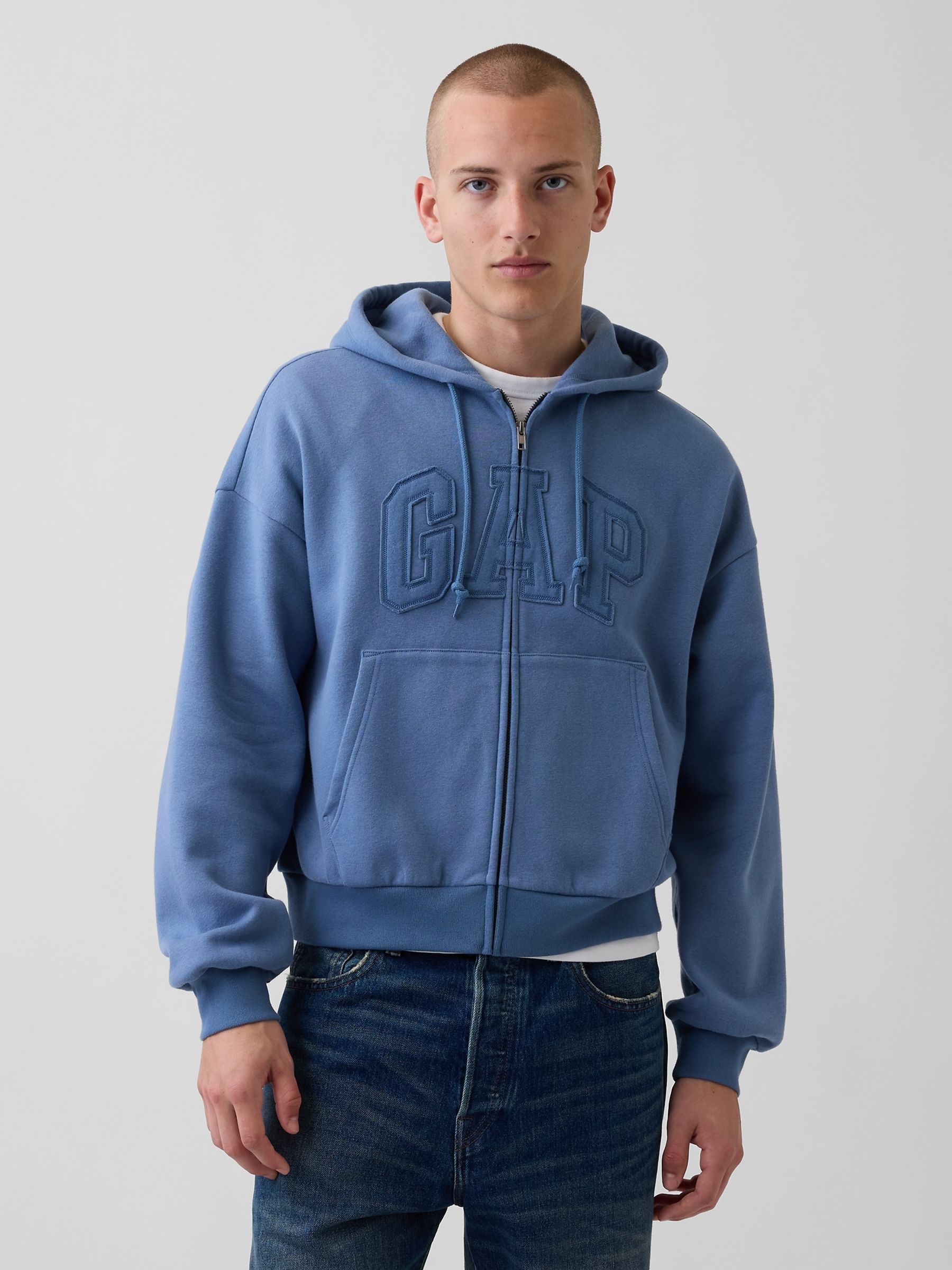 Blue VintageSoft Oversized Logo Zip Hoodie - Image 1 of 4