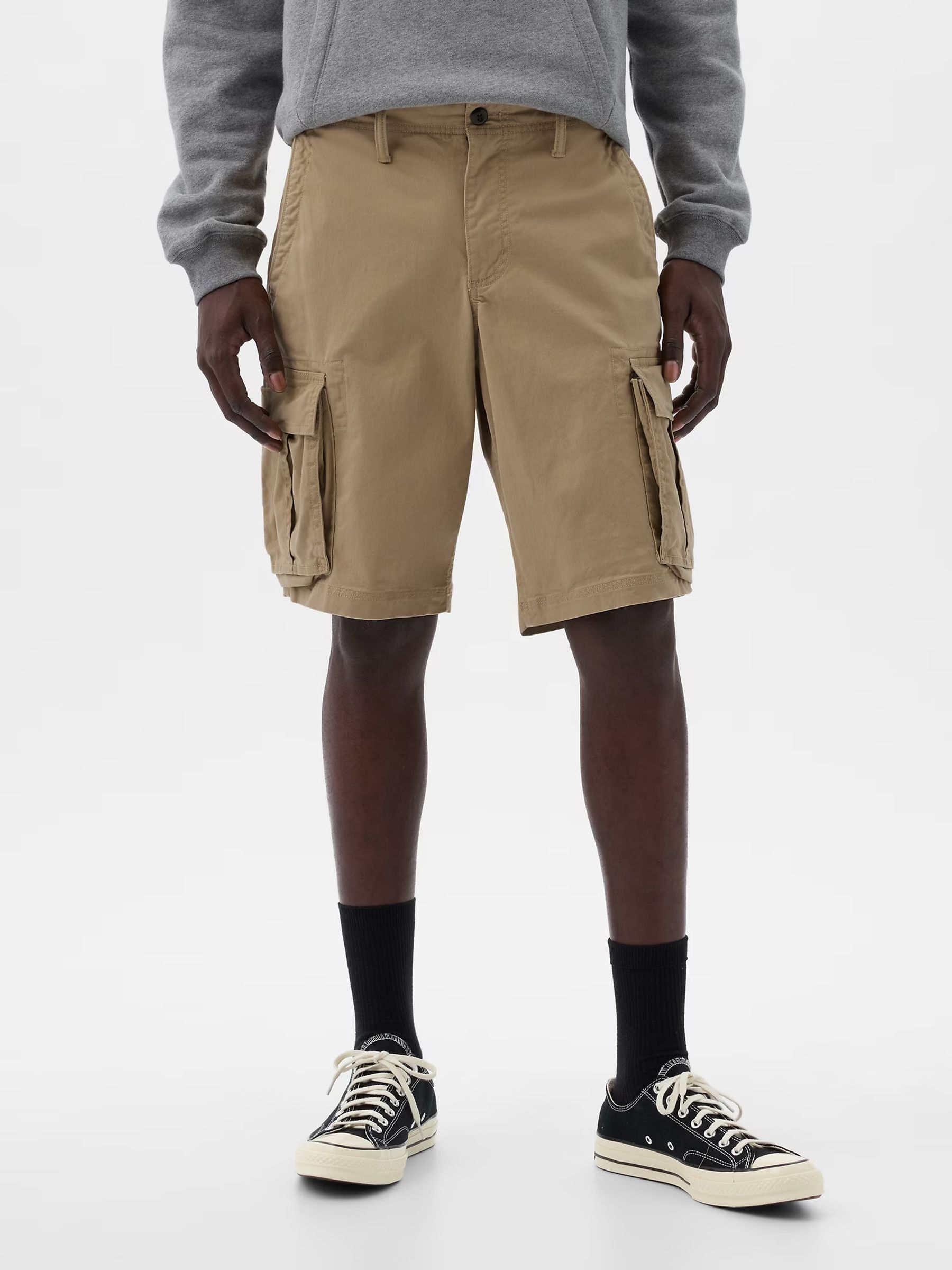 Beige 11inch Relaxed Cargo Shorts - Image 1 of 4