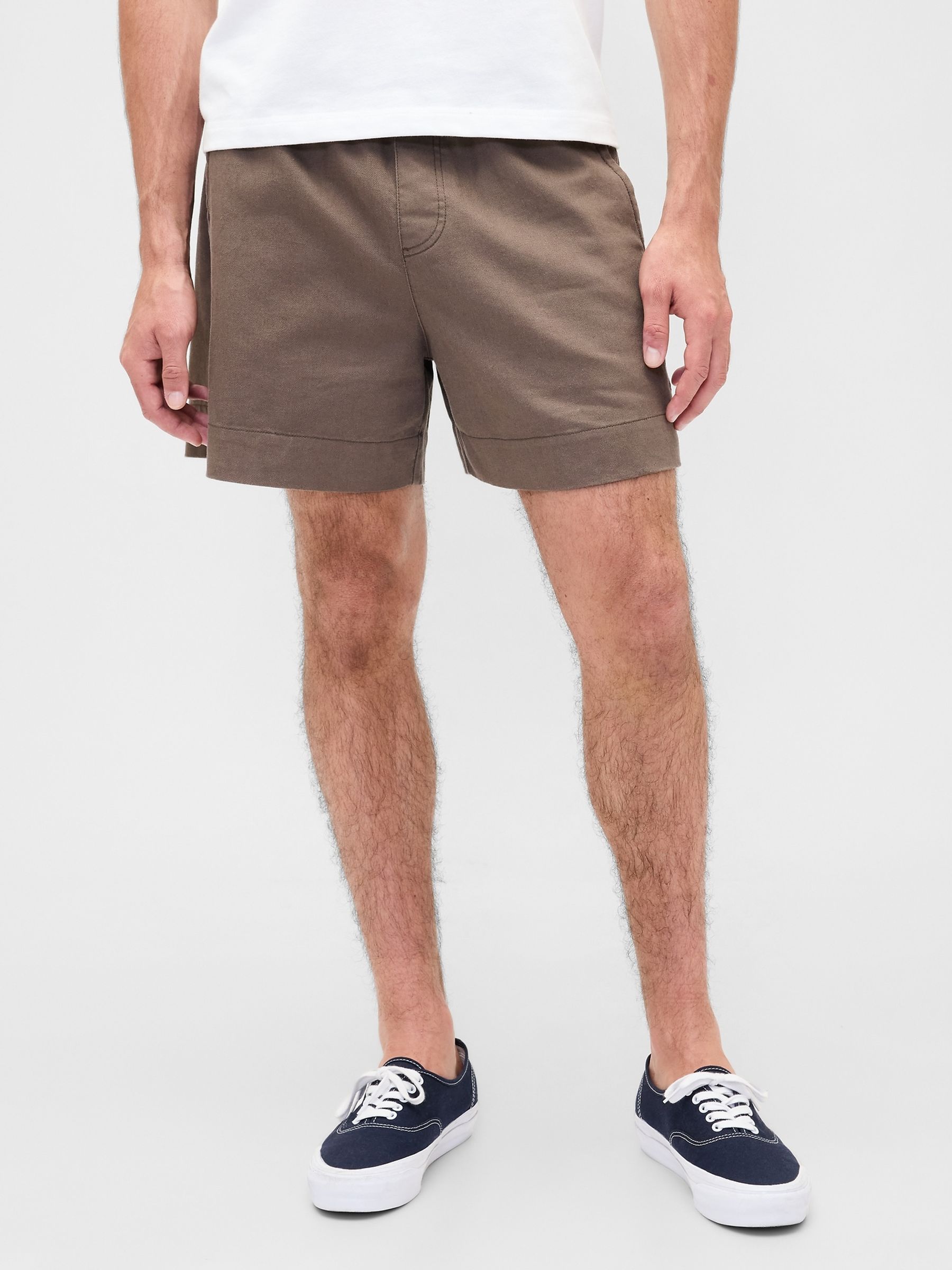 Brown 5.5 inch Linen-Blend Relaxed Shorts - Image 1 of 5
