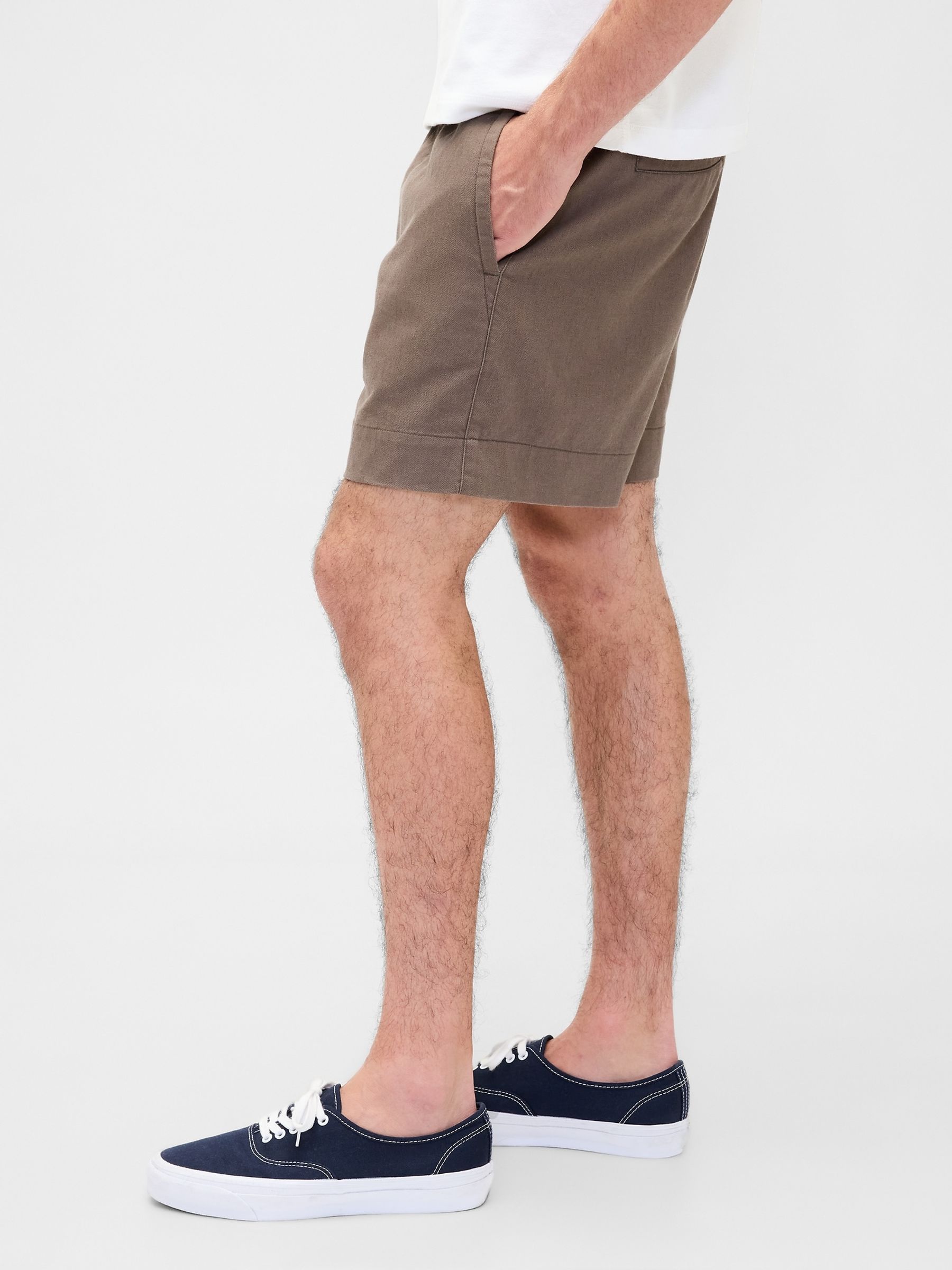 Brown 5.5 inch Linen-Blend Relaxed Shorts - Image 3 of 5