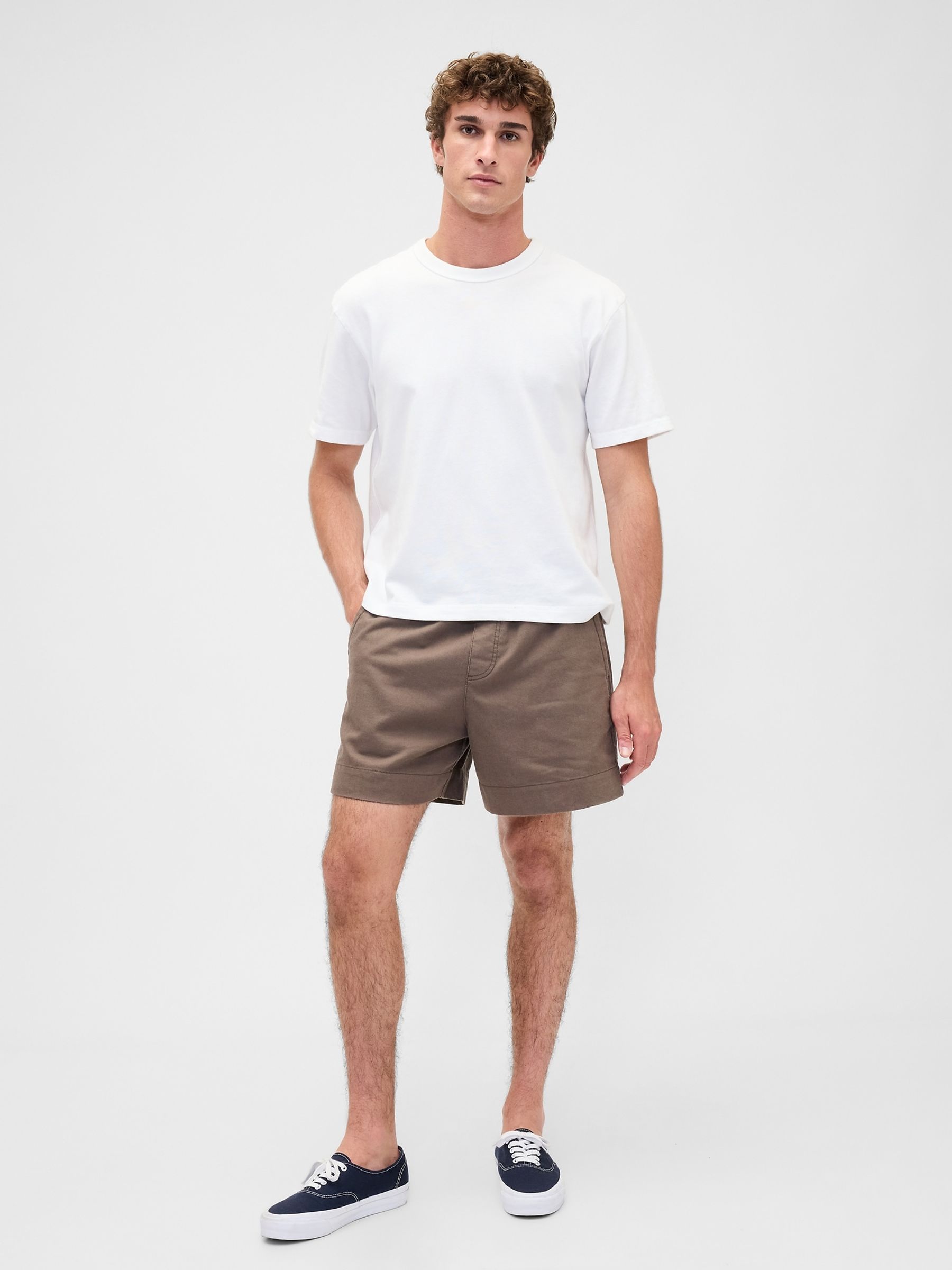 Brown 5.5 inch Linen-Blend Relaxed Shorts - Image 4 of 5