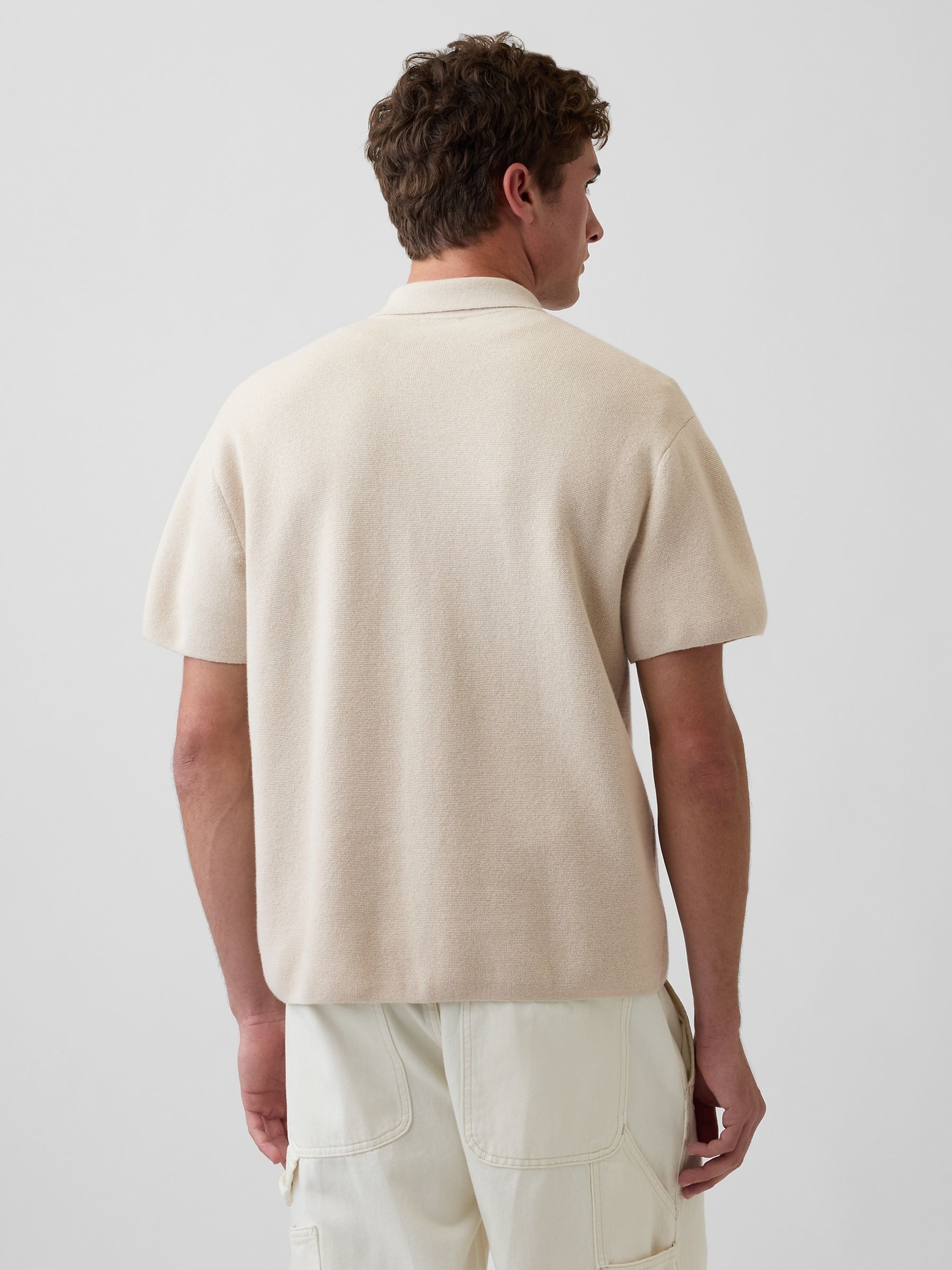 Cream Oversized Quarter-Zip Pocket Polo Jumper - Image 2 of 4