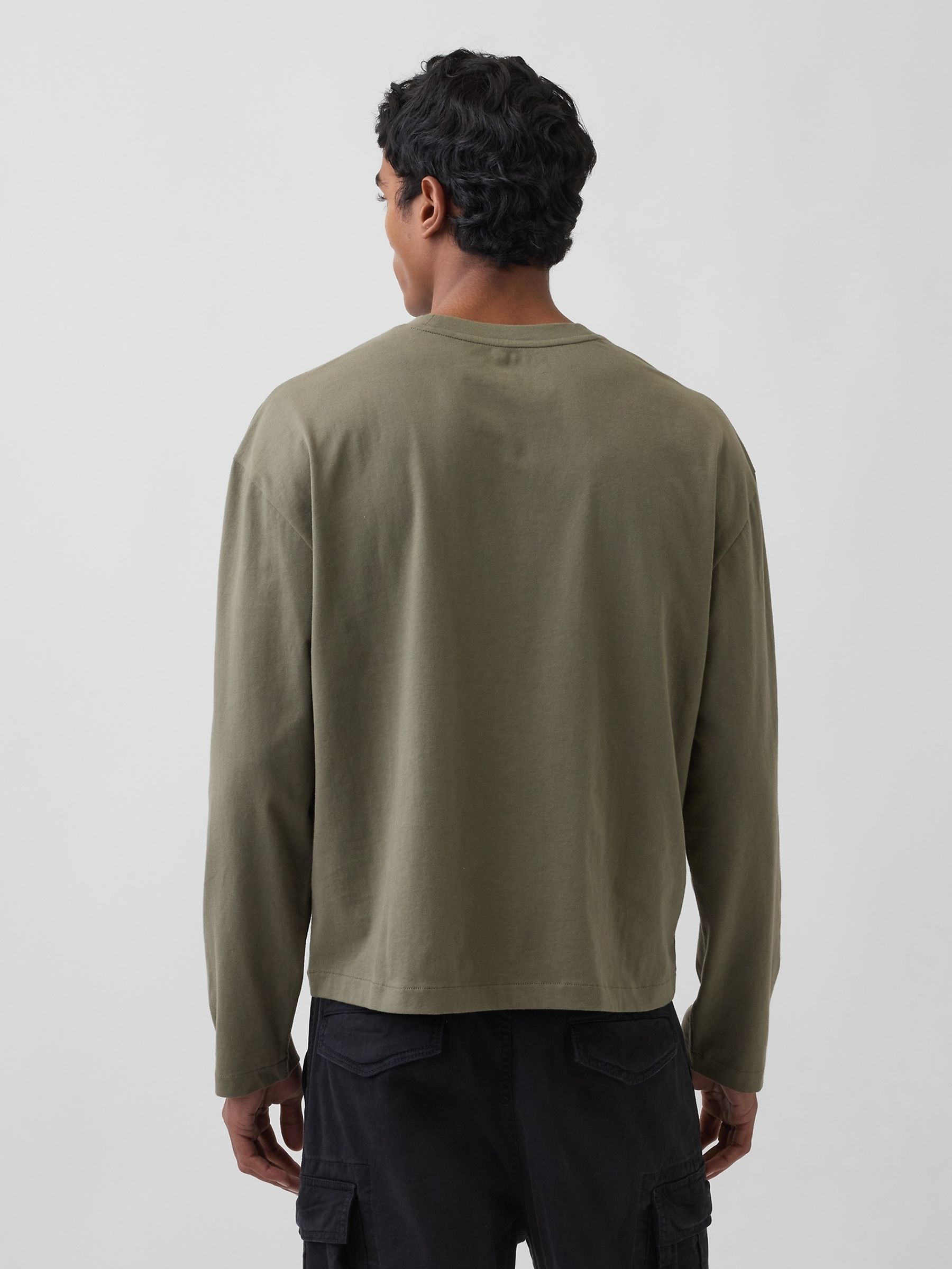 Green Relaxed Logo Boxy Long Sleeve T-Shirt - Image 2 of 4