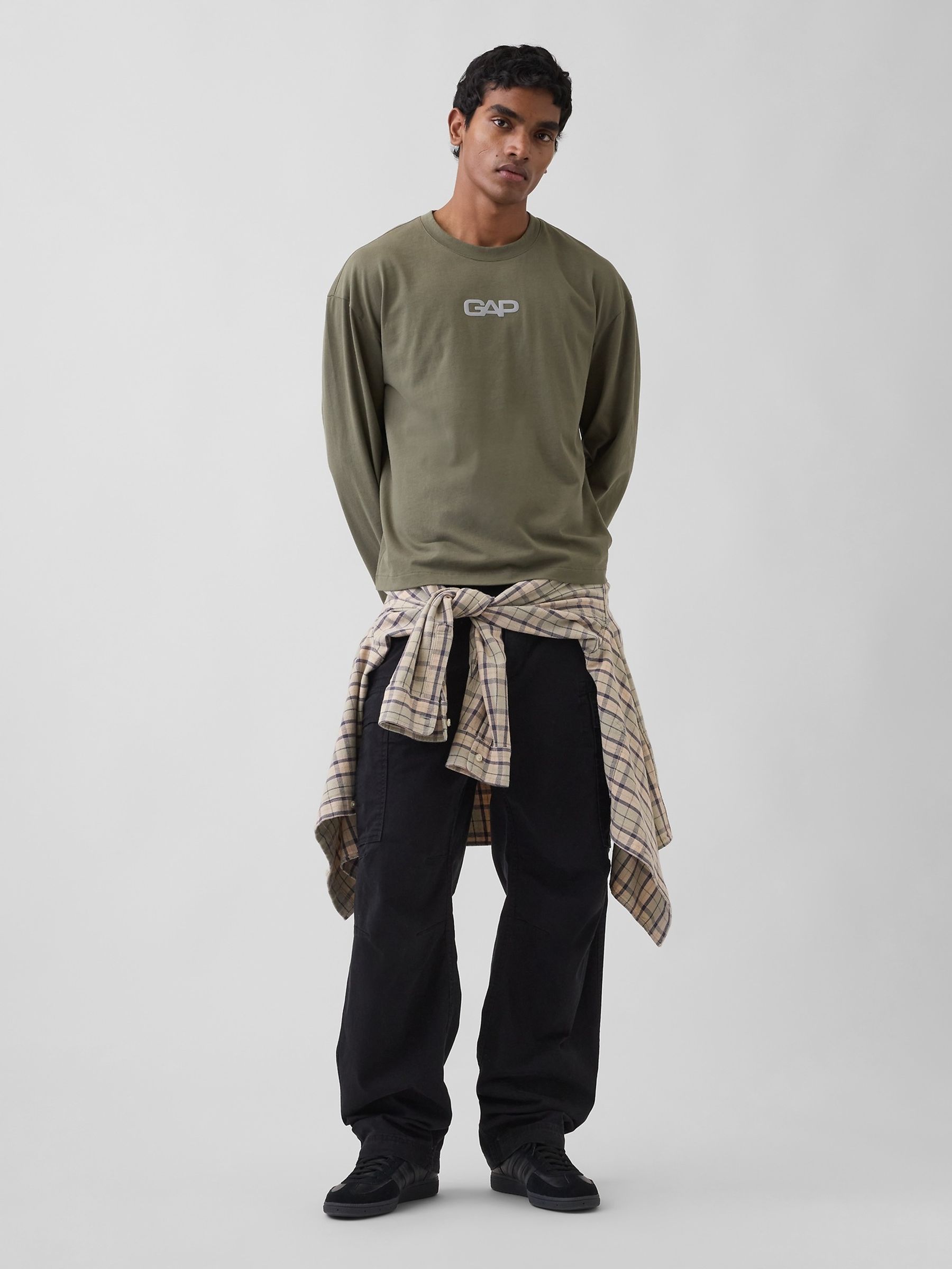 Green Relaxed Logo Boxy Long Sleeve T-Shirt - Image 3 of 4