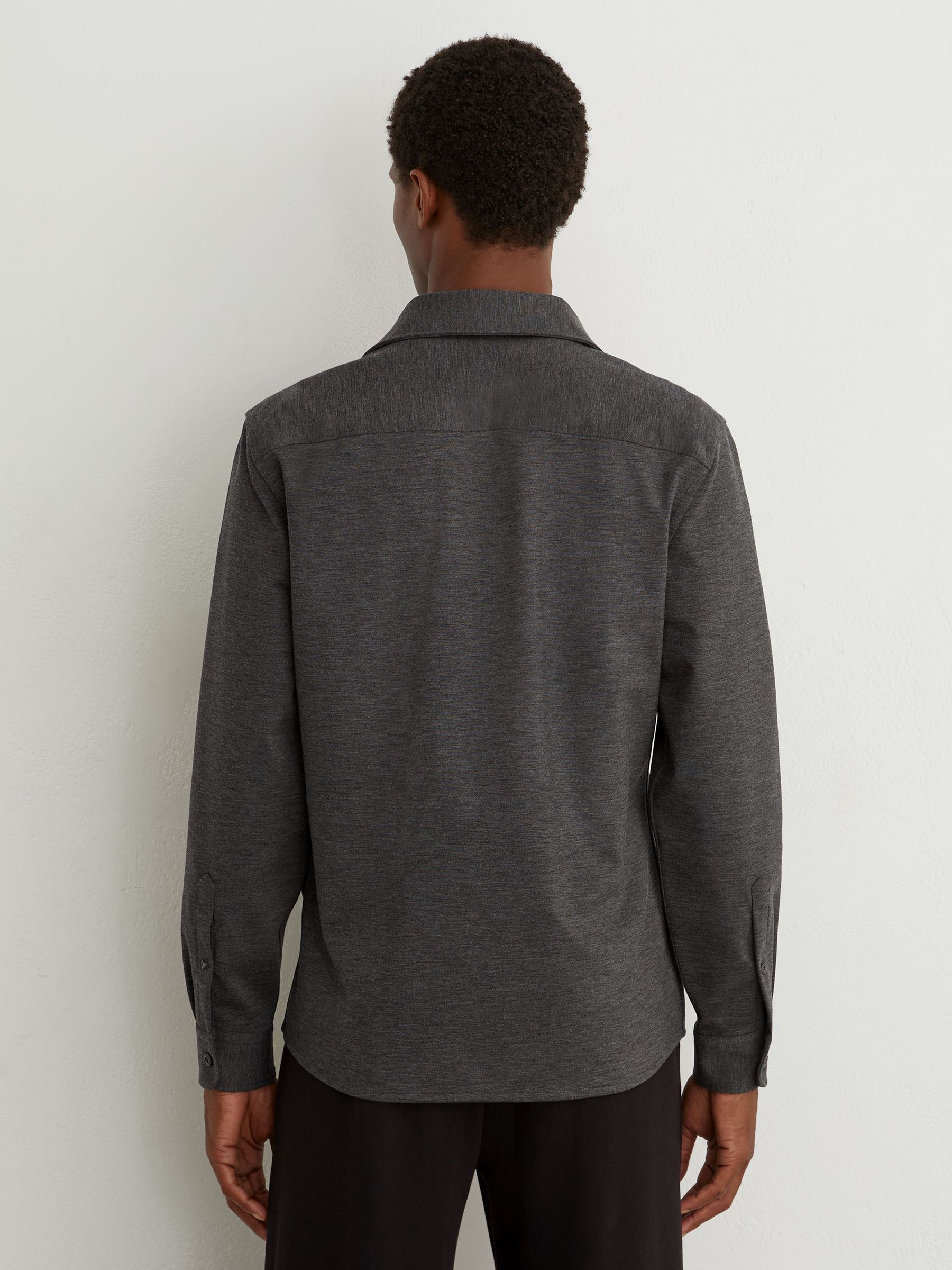 Twin-Pocket Button-Through Overshirt in Charcoal Grey - Image 5 of 6