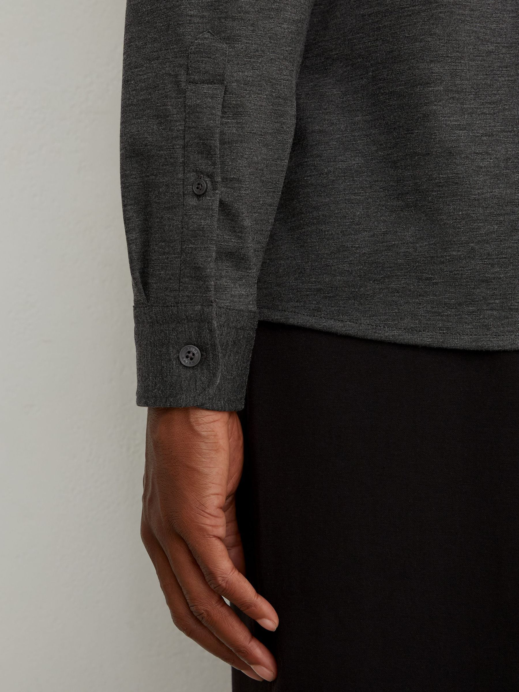 Twin-Pocket Button-Through Overshirt in Charcoal Grey - Image 6 of 6