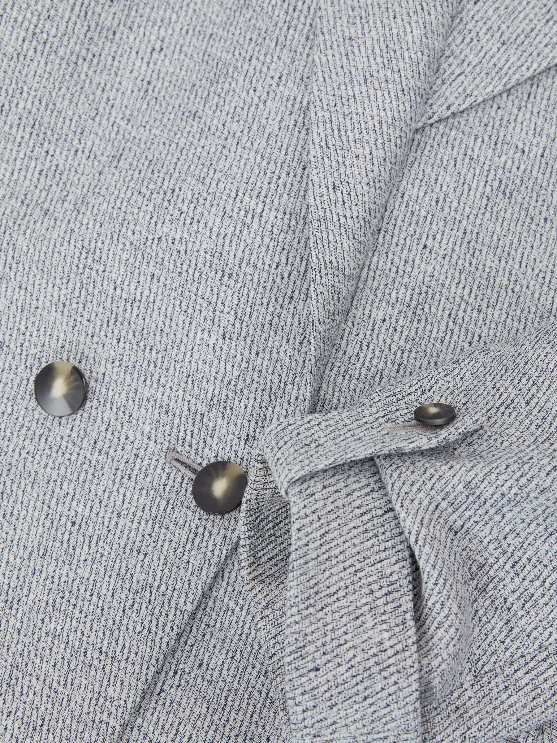 Petite Linen-Blend Textured Double-Breasted Blazer in Pale Blue - Image 7 of 8