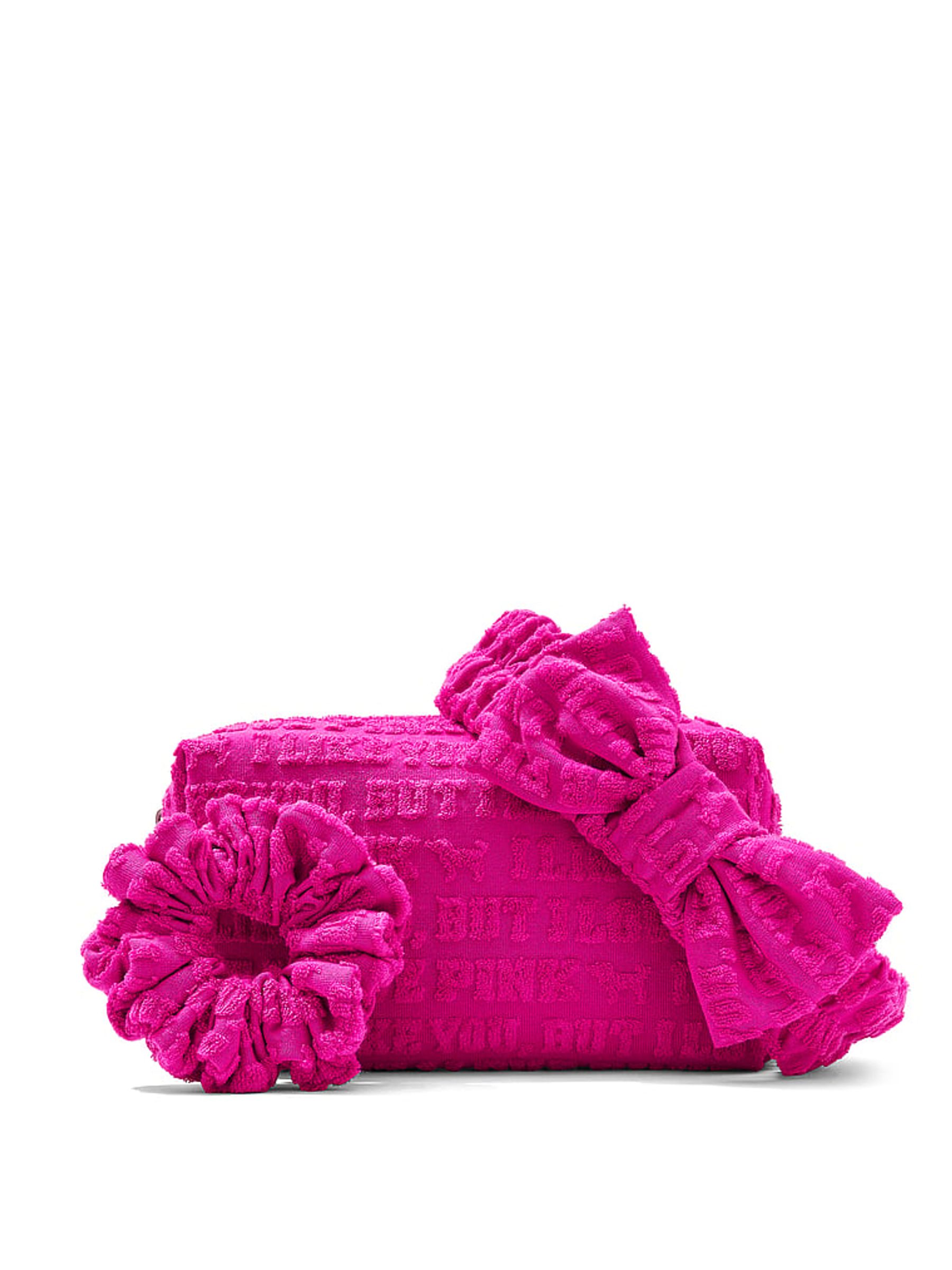 Pink Makeup Bag, Headband and Scrunchie Gift set - Image 1 of 2 Pink Makeup Bag, Headband and Scrunchie Gift set - Image 1 of 2