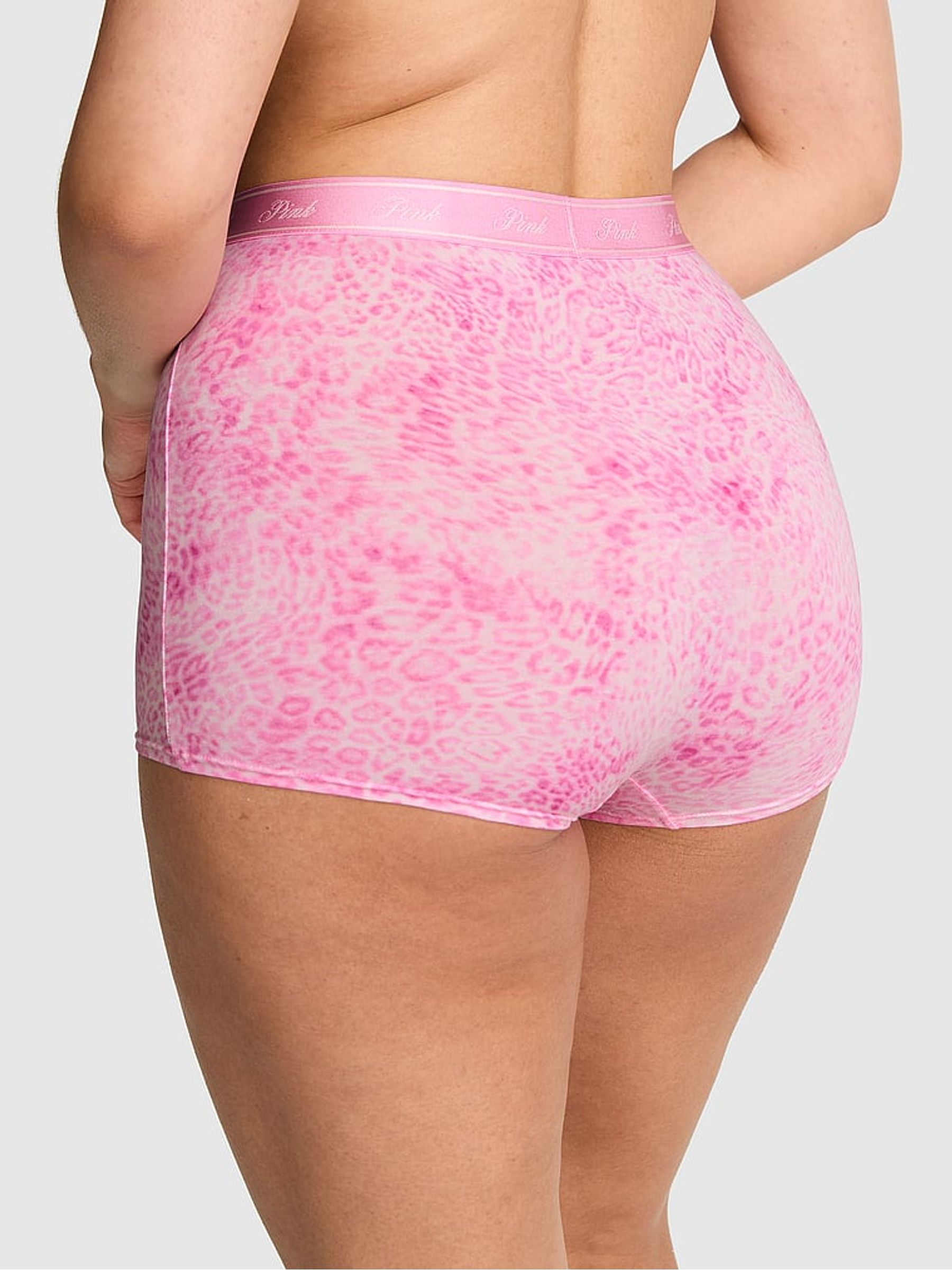 Coconut Pink Leopard Print High Waist Cotton Logo Knickers - Image 2 of 2