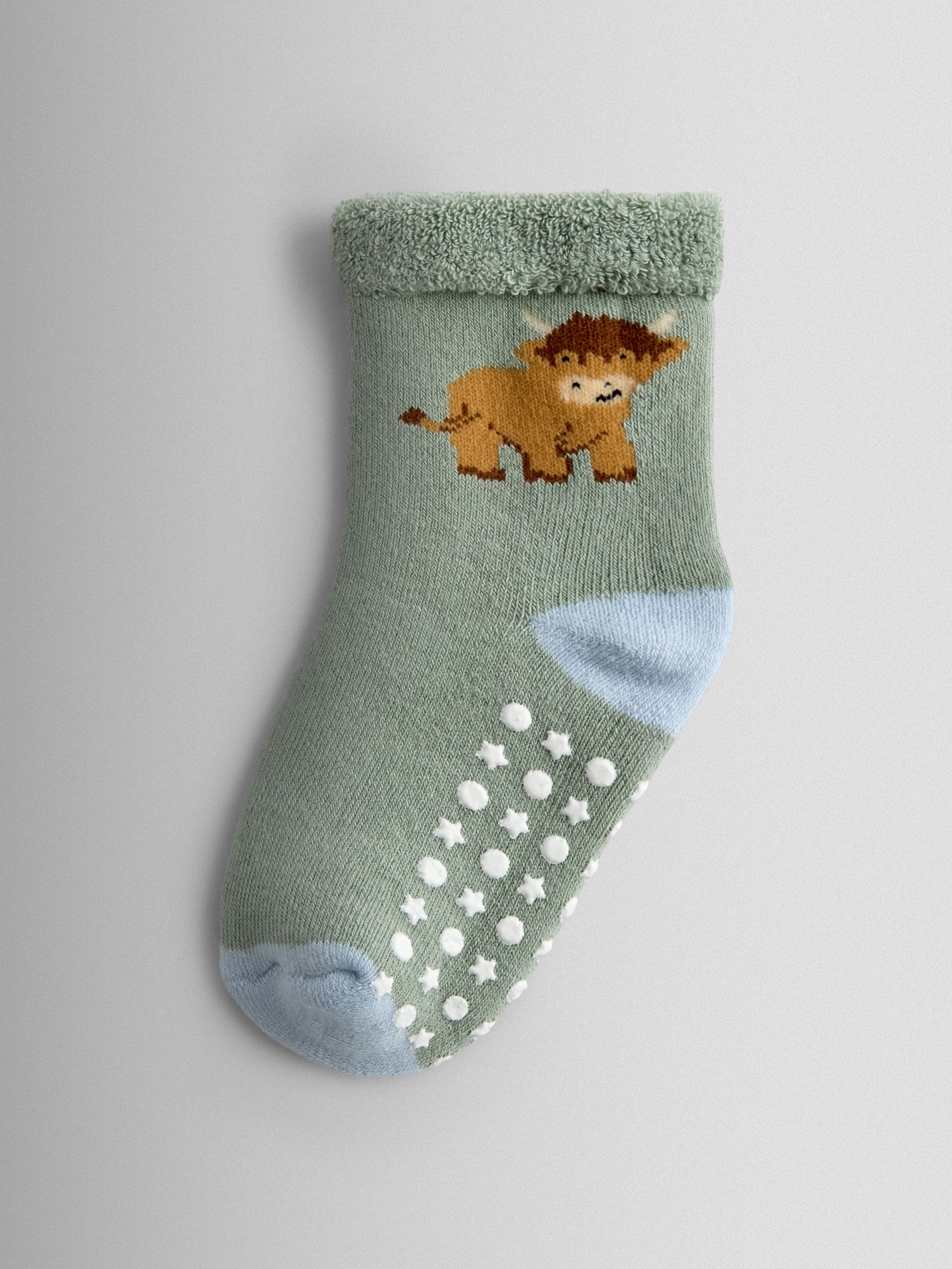 Light Blue 3-Pack Highland Cow Socks - Image 4 of 5