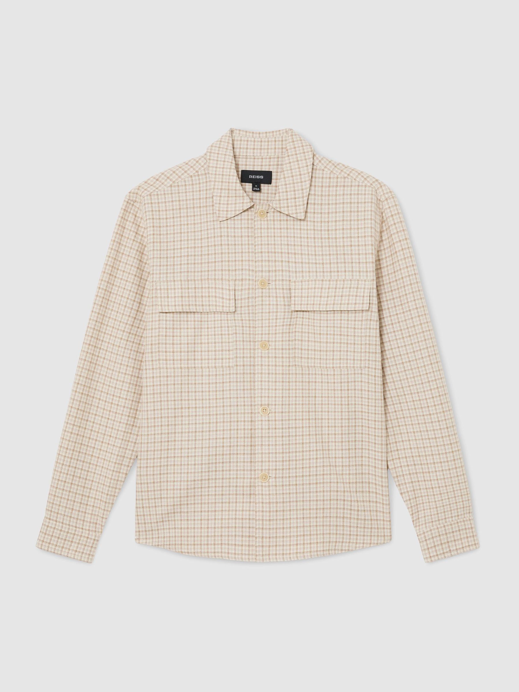 Cotton-Linen Checked Overshirt in Oatmeal - Image 2 of 6