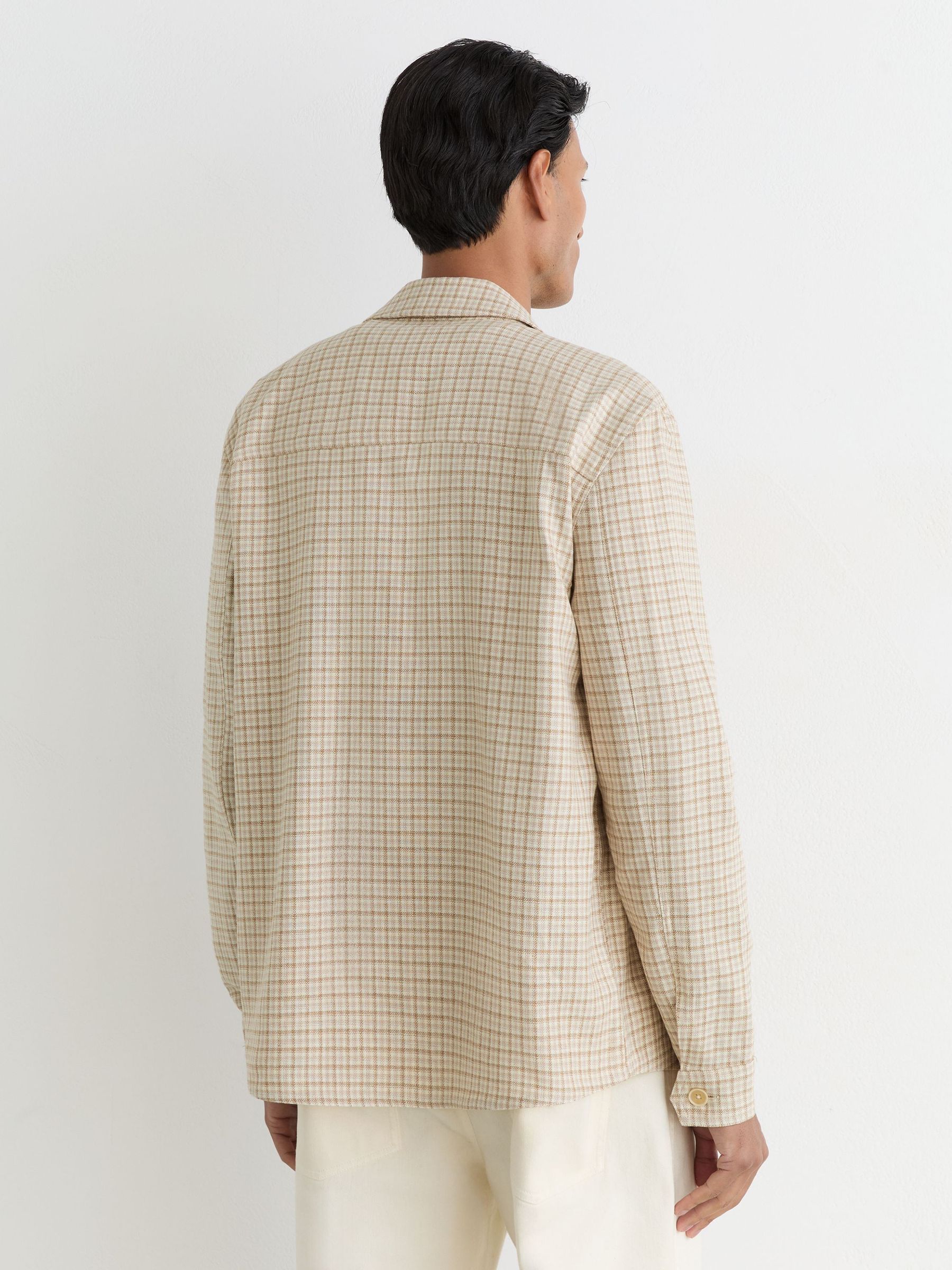 Cotton-Linen Checked Overshirt in Oatmeal - Image 5 of 6
